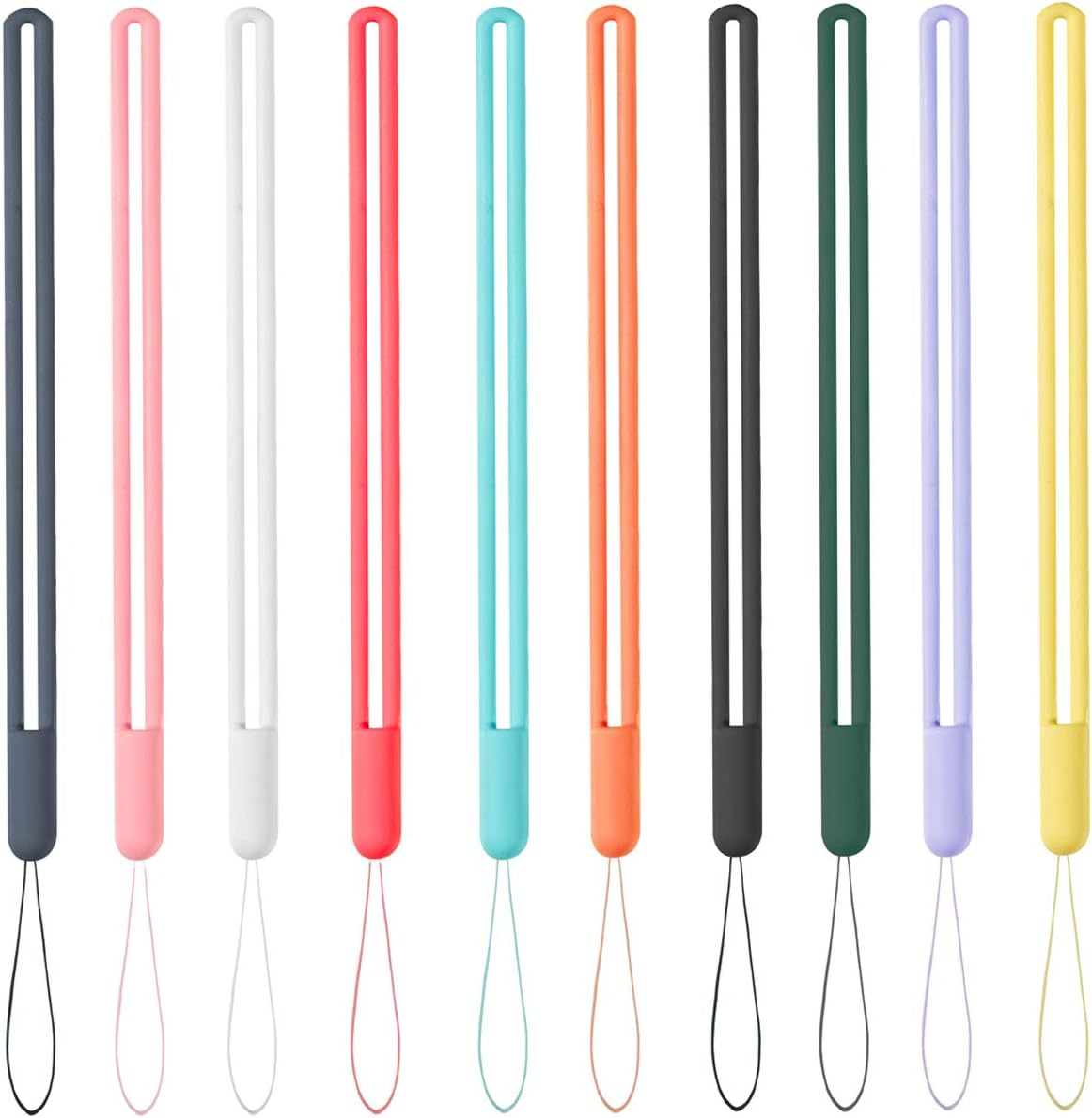 YOUOWO Wrist Lanyard 10 Pcs Phone Straps Hand Lanyards Small Short Silicone Rubber Charms,For CellPhone Pen Umbrella Water Cup Kettle Camera USB Thumb Drives Keys Badges