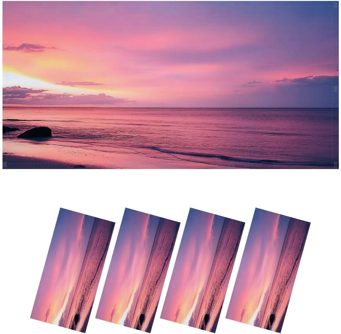Fluorescent Light Covers for Ceiling Lights Amazing Colorful Sunset Beach Easy to Install Magnetic Light Filter for Classroom Office Hospitals School Home Decor