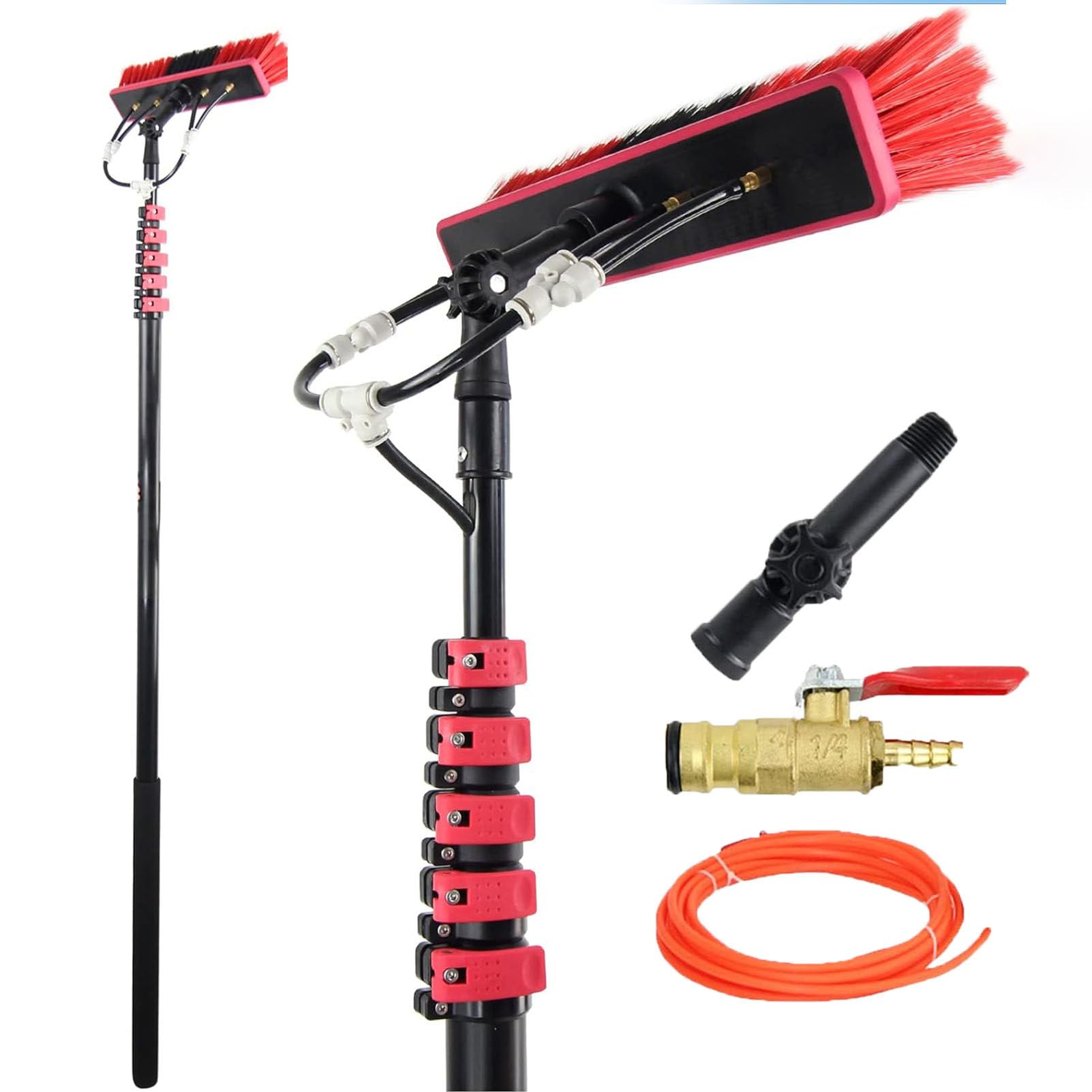 Kit di pulizia per pannelli solari, spazzola telescopica estensibile da 3,6 m, strumento di pulizia efficiente per l'approvvigionamento idrico, perfetto per la manutenzione dei pannelli solari