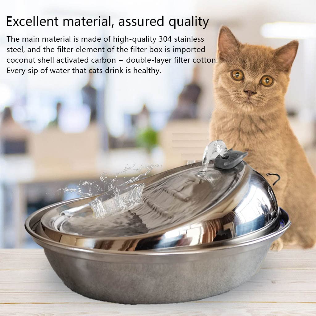 Distributore di acqua potabile per animali domestici per gatti e cani da interno con 2 filtri di ricambio in acciaio inossidabile per irrigazione alimentazione del cane