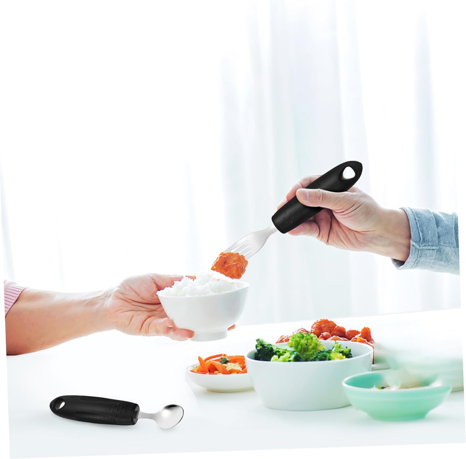 ULTECHNOVO 1set Adaptive Weighted Utensils for Elderly Hand Tableware Including Spoons and Forks Ergonomic Design for and Use