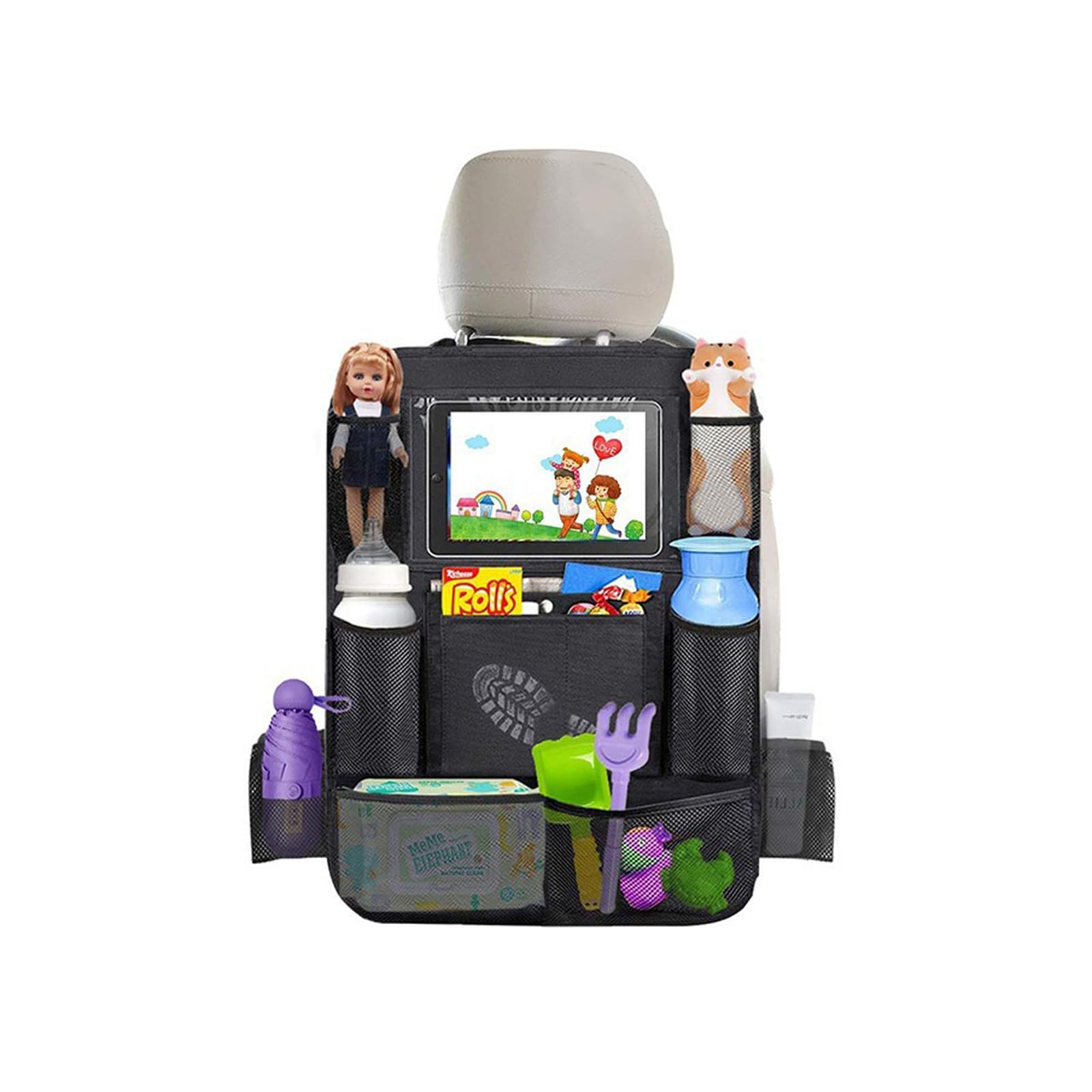 Pack 2 Organisateurs Voiture Enfant Csuntikulo – 10 Poches + Grande Poche IPad 10", Protection Dossier Siège Auto Noir