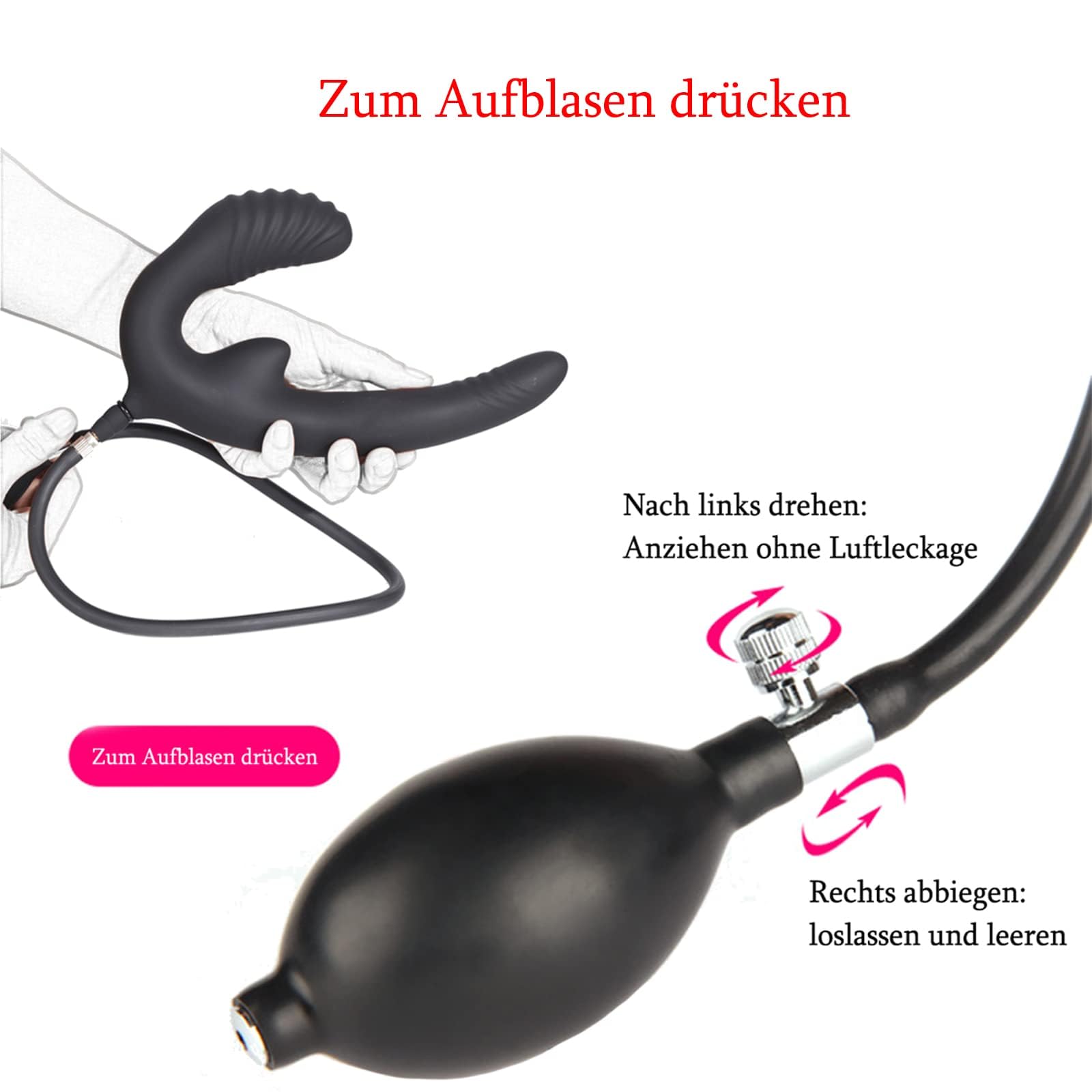 Butt Anal Plug Inflatable Anal Plug Anal Plug with Pump Large Liquid Silicone Anal Expansion Prostate Vagina Massager Double Stimulation Sex Toys for Men Women Couples Beginners