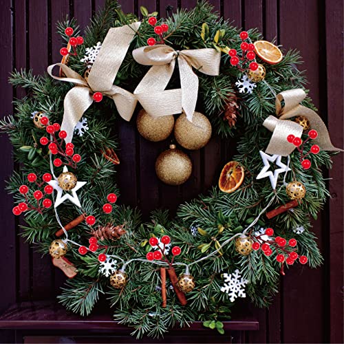 image for YUESUO 20 Pack 17.7 inches Red Berry Stems for Christmas Tree Holly Be