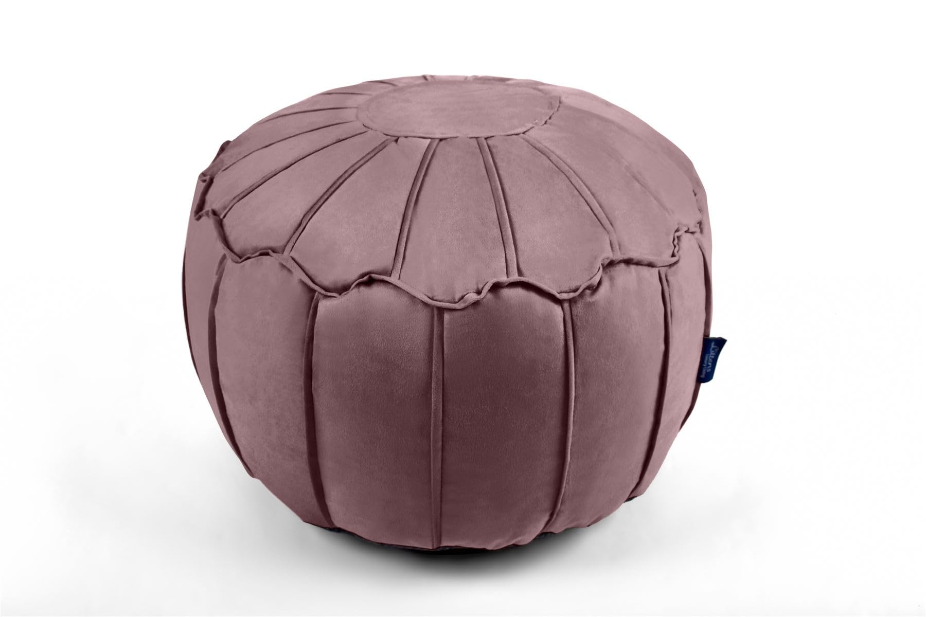 Littens Heather Round Moroccan Footstool Bean Bag, Soft Luxury Velvet, Ottoman Pouffe, Living Room Decorative Seat, Patchwork, Piped (50cm x 30cm)