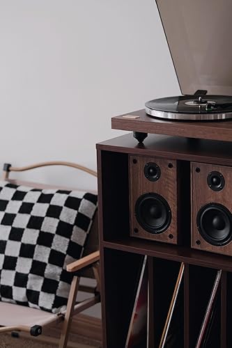 Miniatura 6 de Arkrocket Cassini - Tocadiscos con estante de audio, tocadiscos Bluetooth de alta fidelidad con 2 altavoces para estantería, tocadiscos de vinilo