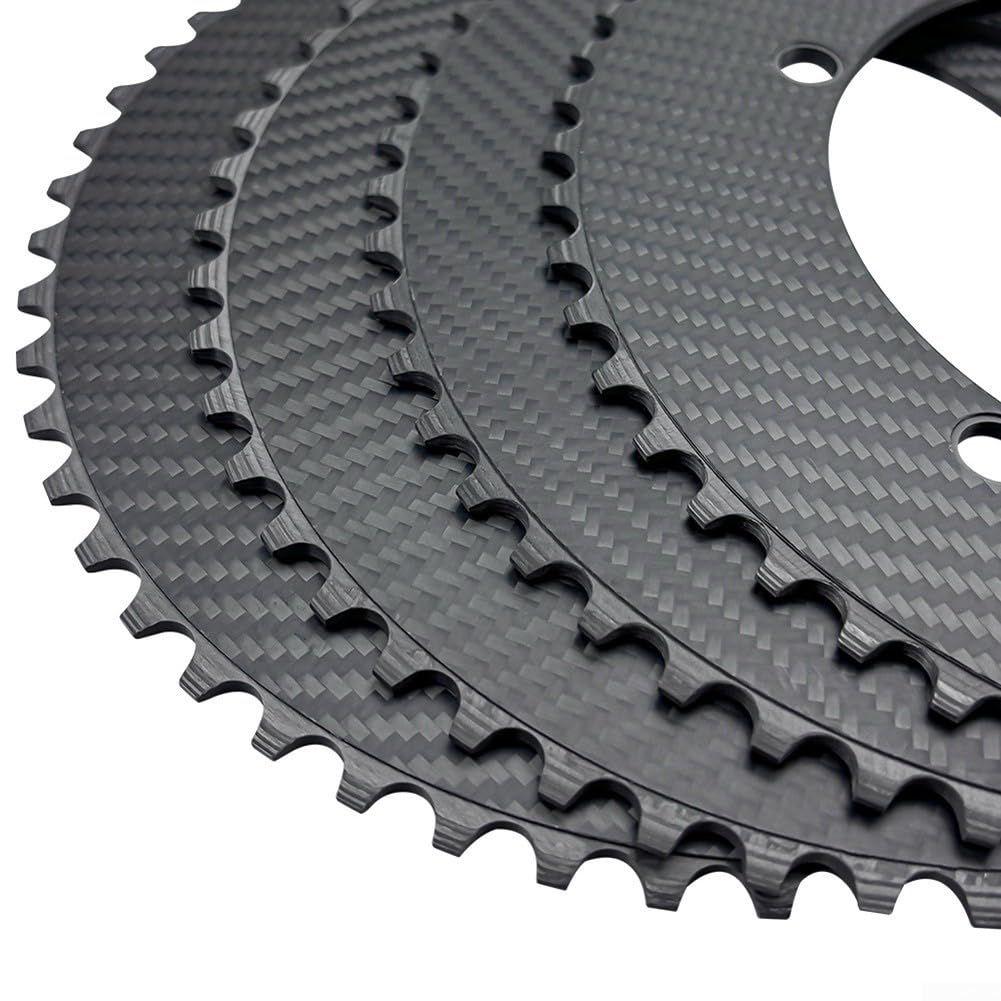 Plato de fibra de carbono para bicicleta de pista de engranaje fijo Bcd144 49t de una sola velocidad negro (49T)