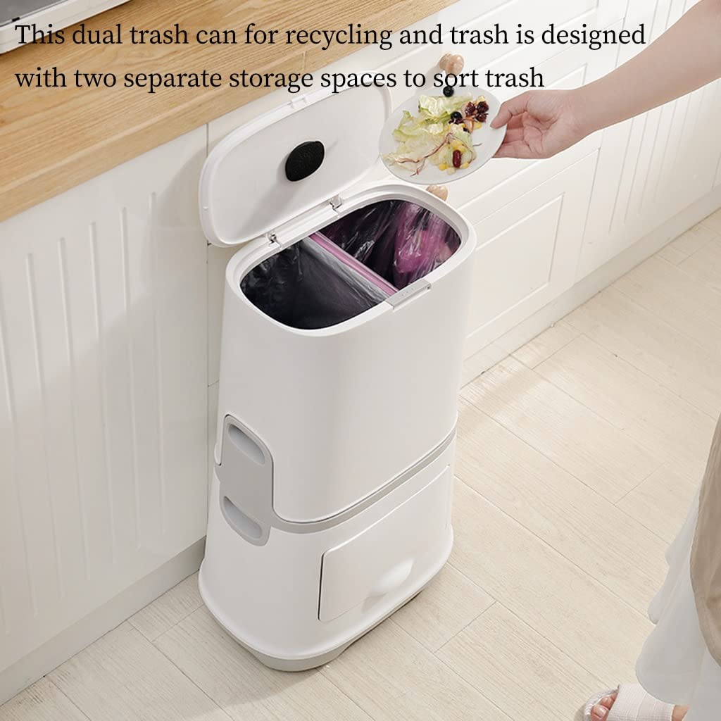 Kosz na śmieci, Plastikowy kosz na śmieci o pojemności 20 l z pokrywką. Smukły(Gray)