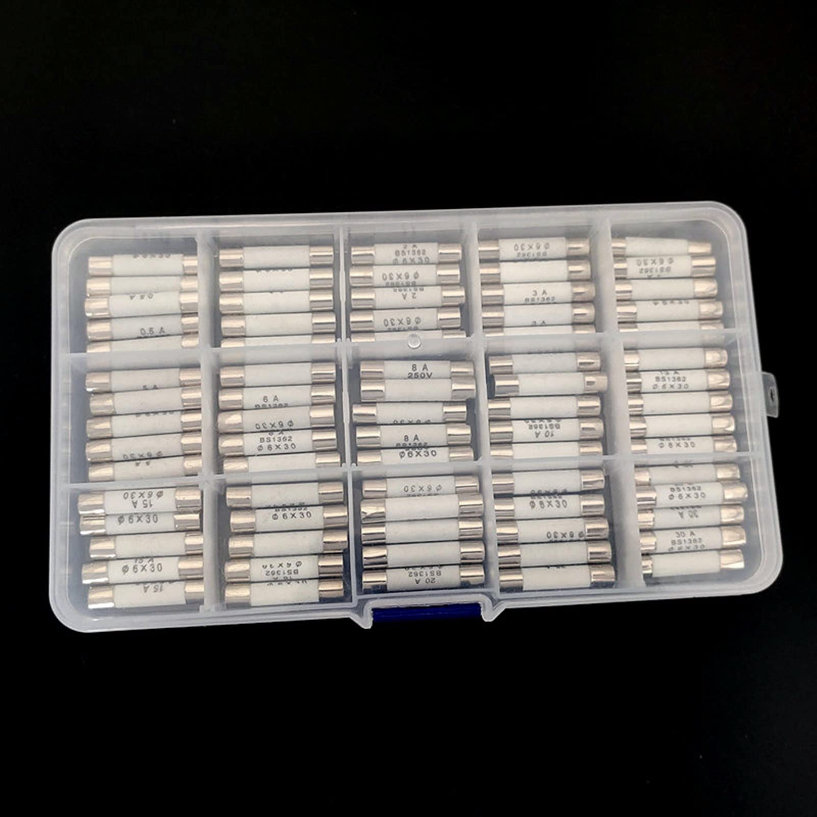 Fusible en céramique 6x30mm en kit d'assortiment de 75 pièces pour protection de circuit 250V