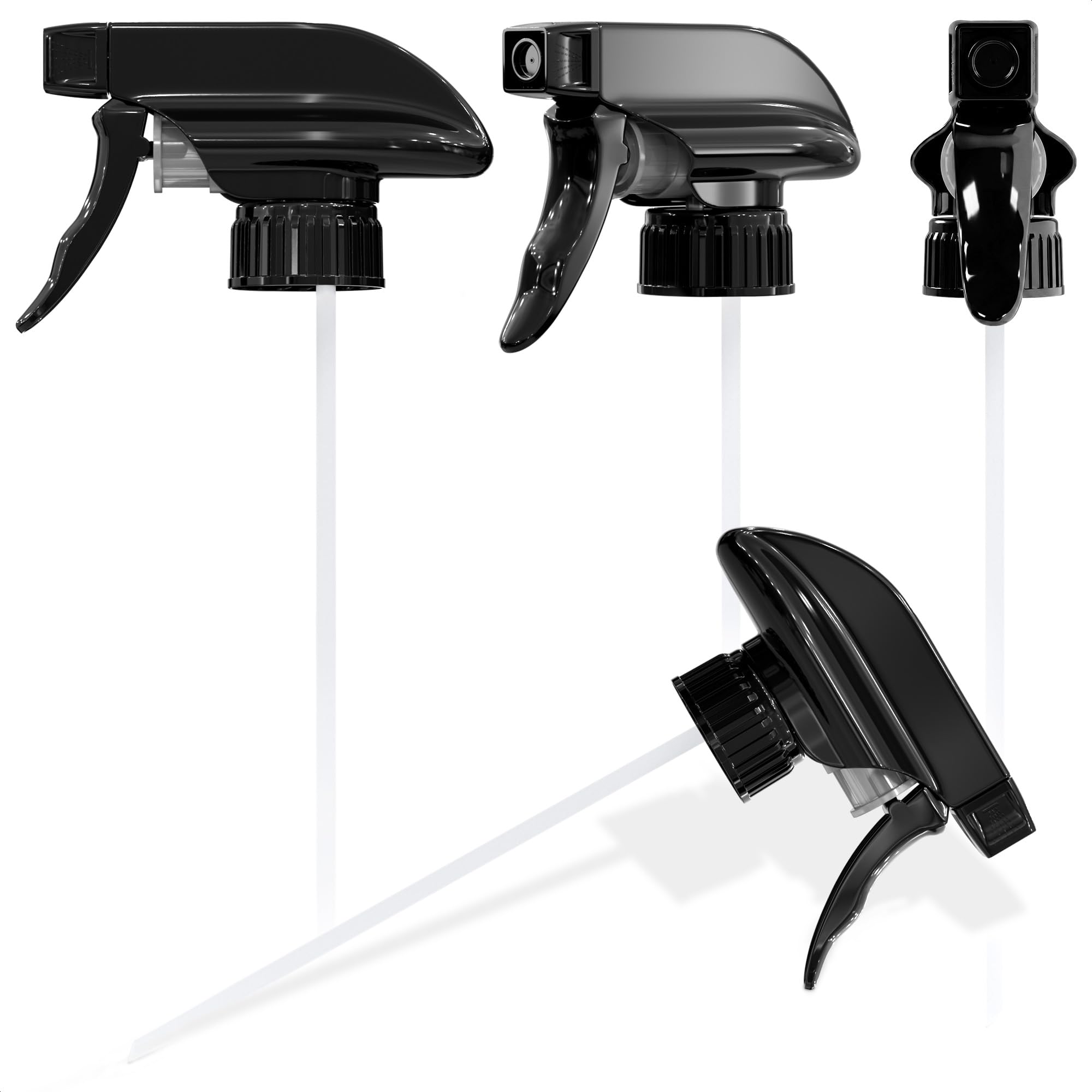 4 Pack Spray Nozzle for Bottles, Trim-to-Fit Tube; Plastic (Black)