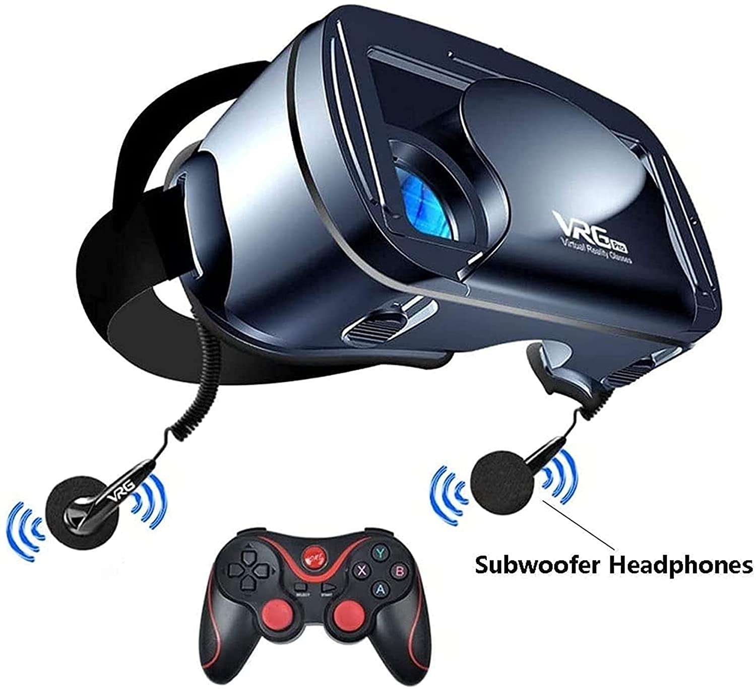 Occhiali VR, Goggles Intelligenti a Testa a Schermo Intero a Schermo Intero virtuale, con Telaio a Schermo Intero Staccabile e Regolazione Indipendente per Lenti