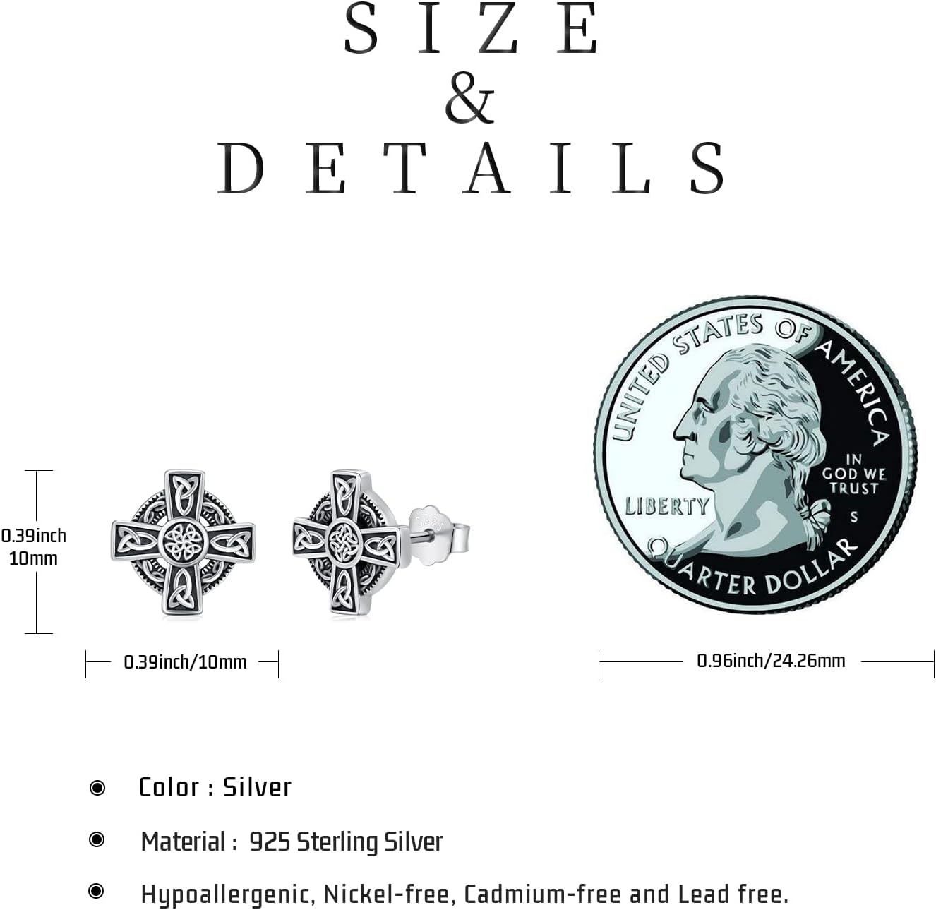 925 Sterling Silver Small Earrings Animal/Celtic Knot/Moonstone/Om Jewelry Gift for Men Women - Image 3