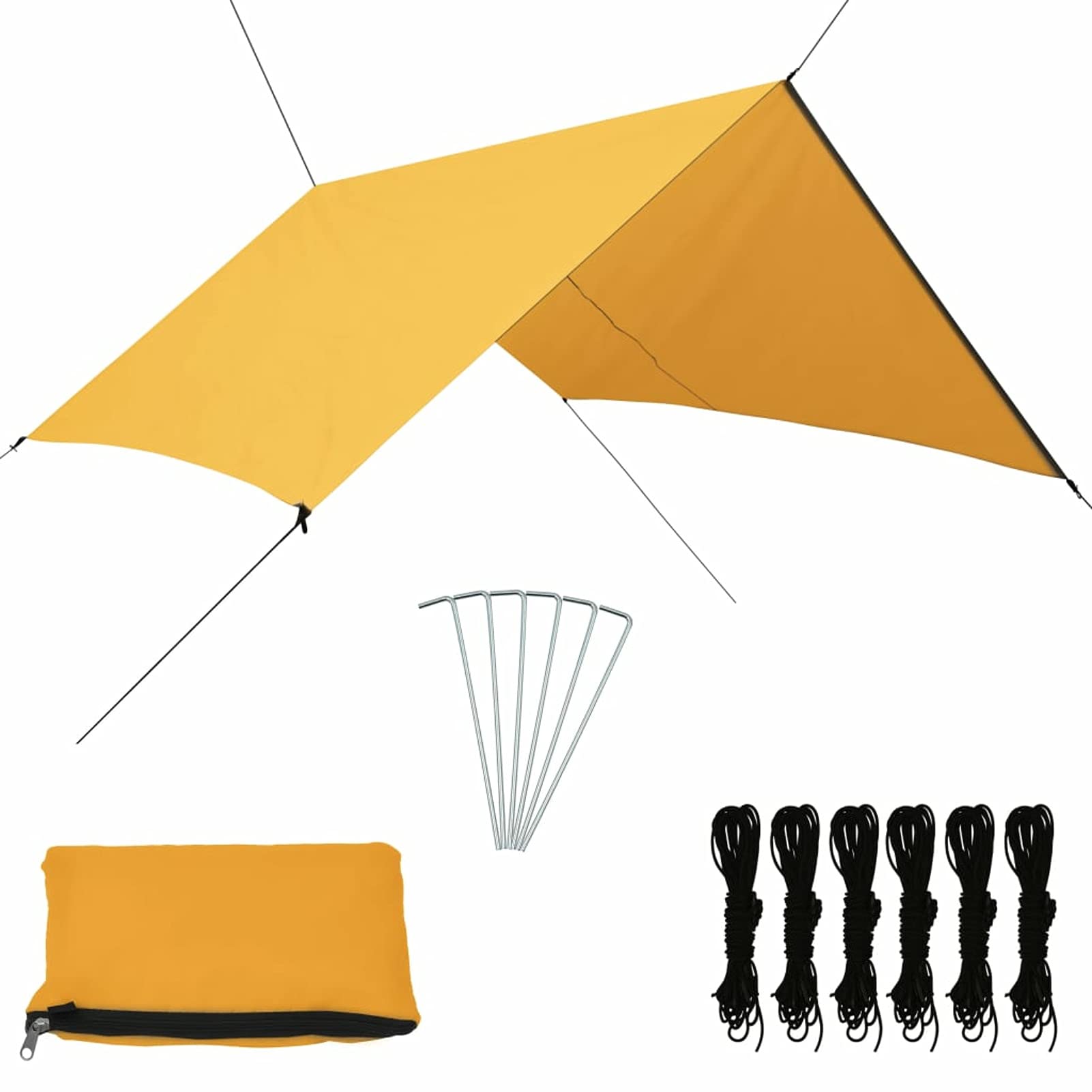Tidyard Impermeables Lonas de Tiendas de Campaña Toldo de Camping Toldo de Jardín Toldo de Sombra para Playa/Parque,Lona de Picnic Protección UV Amarillo 3x2,85 m