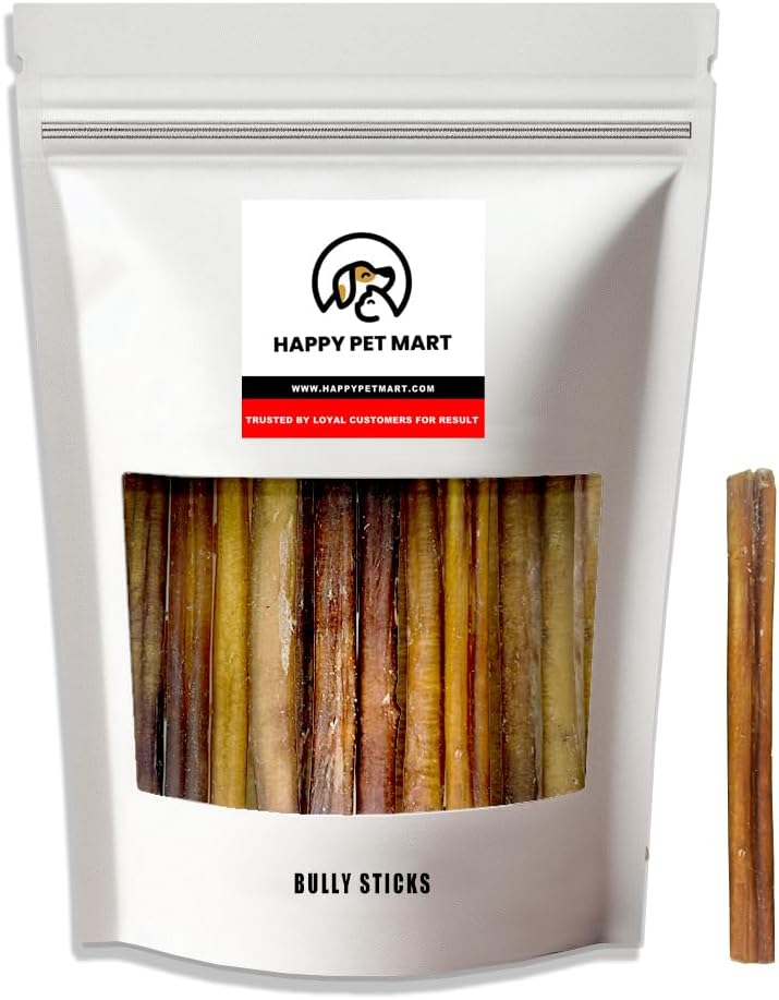 Natural Dog Treats - Single-Ingredient - 100% digestible (Pack of 20, 6" Standard Bully Sticks)