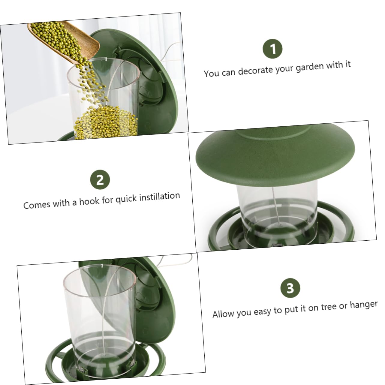 2 Pz Mangiatoia Per Uccelli Animale Domestico Alimentazione Gazebo Ornamenti Da Appendere Al Giardino Distributore Automatico Di Acqua Potabile Corvo Foraggio Kit Plastica