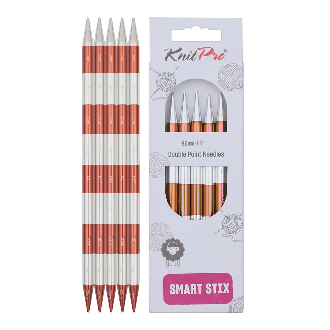 KnitPro Smartstix Double Pointed Needles 8" (20cm) | 8.00mm