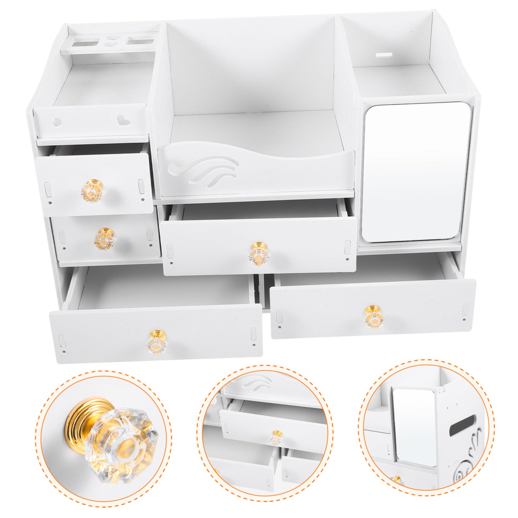 Blanche Boîte de Rangement Cosmétique de Bureau, avec Tiroirs Multiples