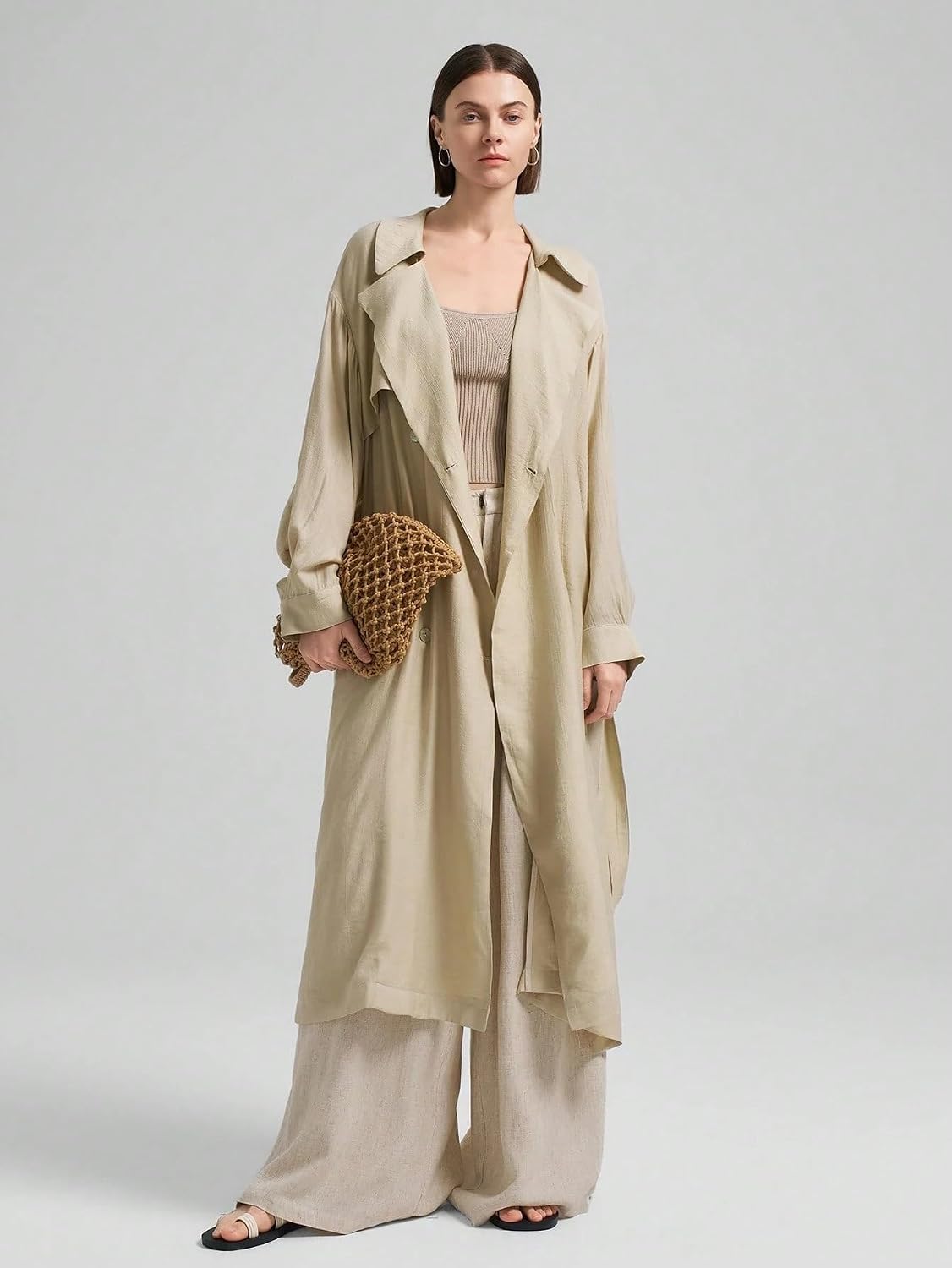Womens Fashion Trench Outwear Double-Breasted Trench Coat Jacket Coat