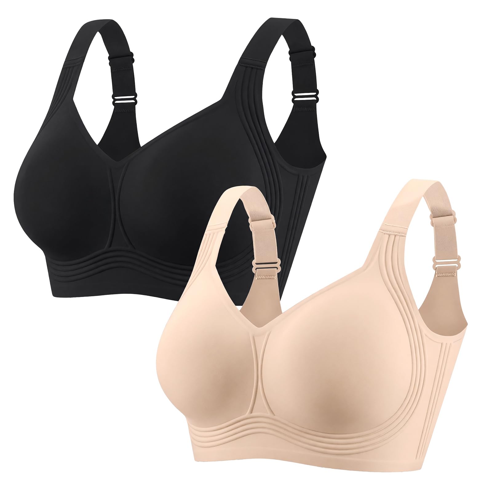 PoseFree Jelly Bras for Women, Wireless No Underwire, Full Coverage Support | Plus Size Bra for Large Breasts, Support & Lift, Minimizer, Seamless Back Smoothing, Soft Comfortable Everyday T Shirt Bra