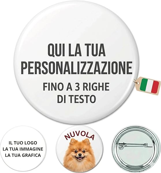 Spille Personalizzate 32 mm con Foto, Logo o Testo – Pins Professionali per Eventi, Feste e Gadget Aziendali – Spille in Plastica e Alluminio Alta Qualità – Varie Quantità Disponibili - 1