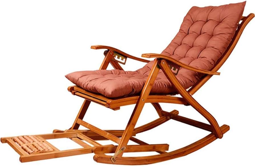 Amazon｜竹製折りたたみロッキングチェア、フットスツールと伸縮