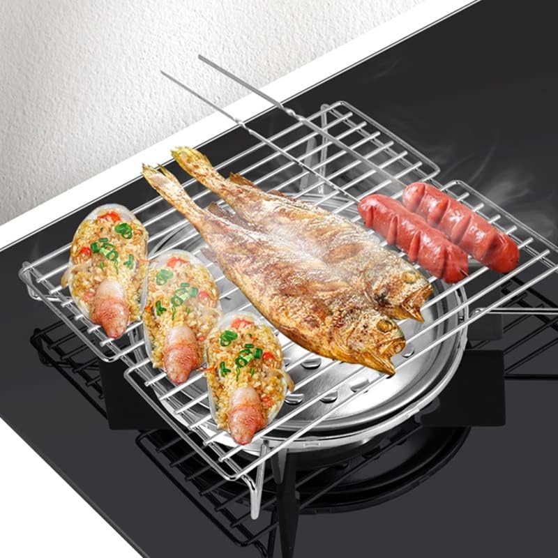 Stainless Steel Portable Folding Outdoor BBQ Rack Grill Barbecue Stove Oven Gas Camping Furnace Kitchen Accessories