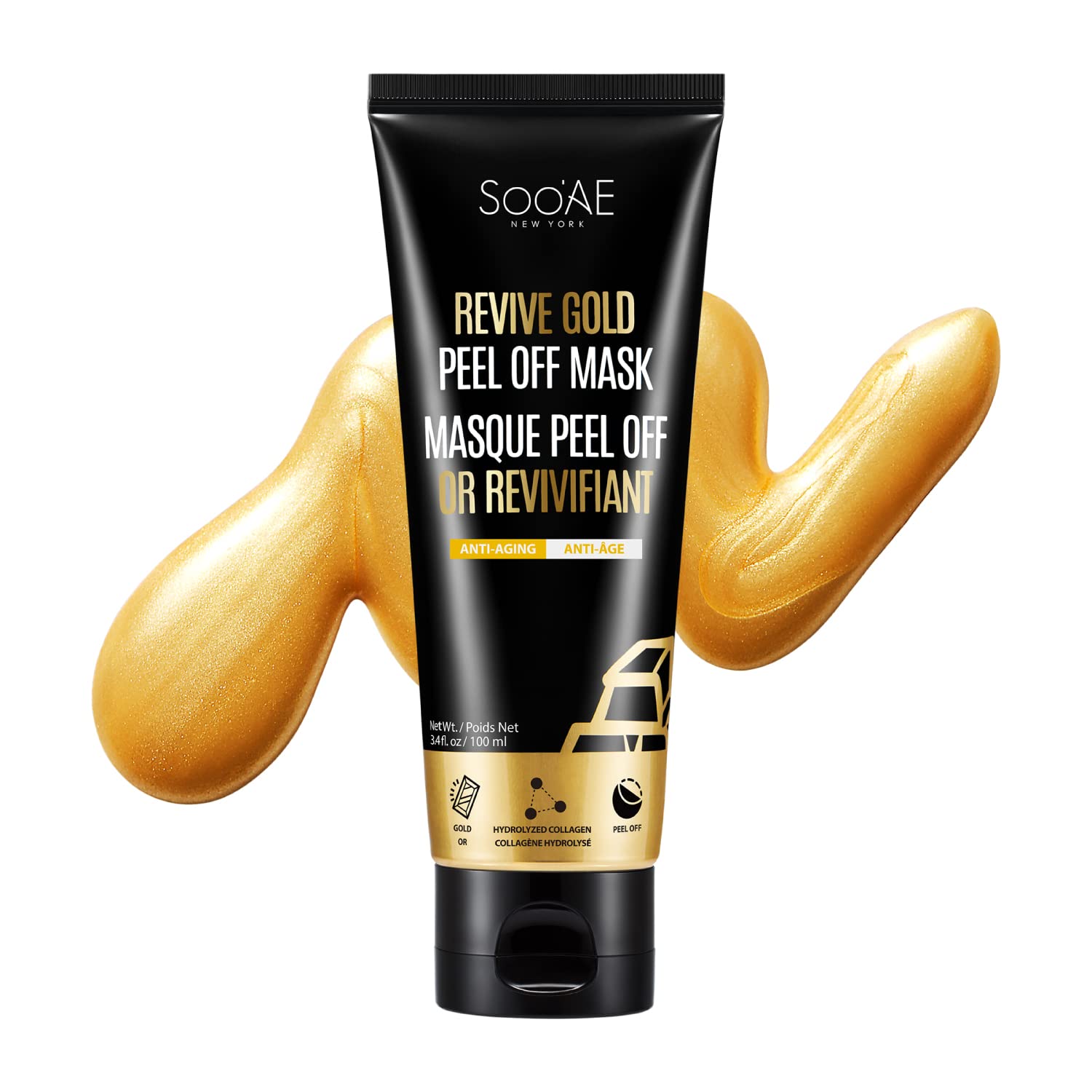 Soo’AE Revive Gold Peel Off Mask, Anti aging Face Peeling masks with 24K Gold, Lifting, Revitalizing Pore & Blackhead Care deep clean peel off mask 3.4 fl oz / 100 mL Soo’AE Revive Gold Peel Off Mask, Anti aging Face Peeling masks with 24K Gold, Lifting, Revitalizing Pore & Blackhead Care deep clean peel off mask 3.4 fl oz / 100 mL