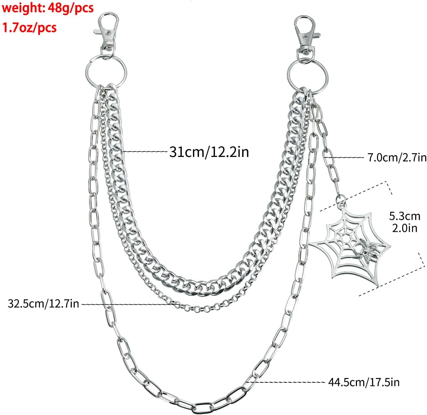 Punk Trousers Chain Gothic Spider Web Layered Chunky Pants Chain