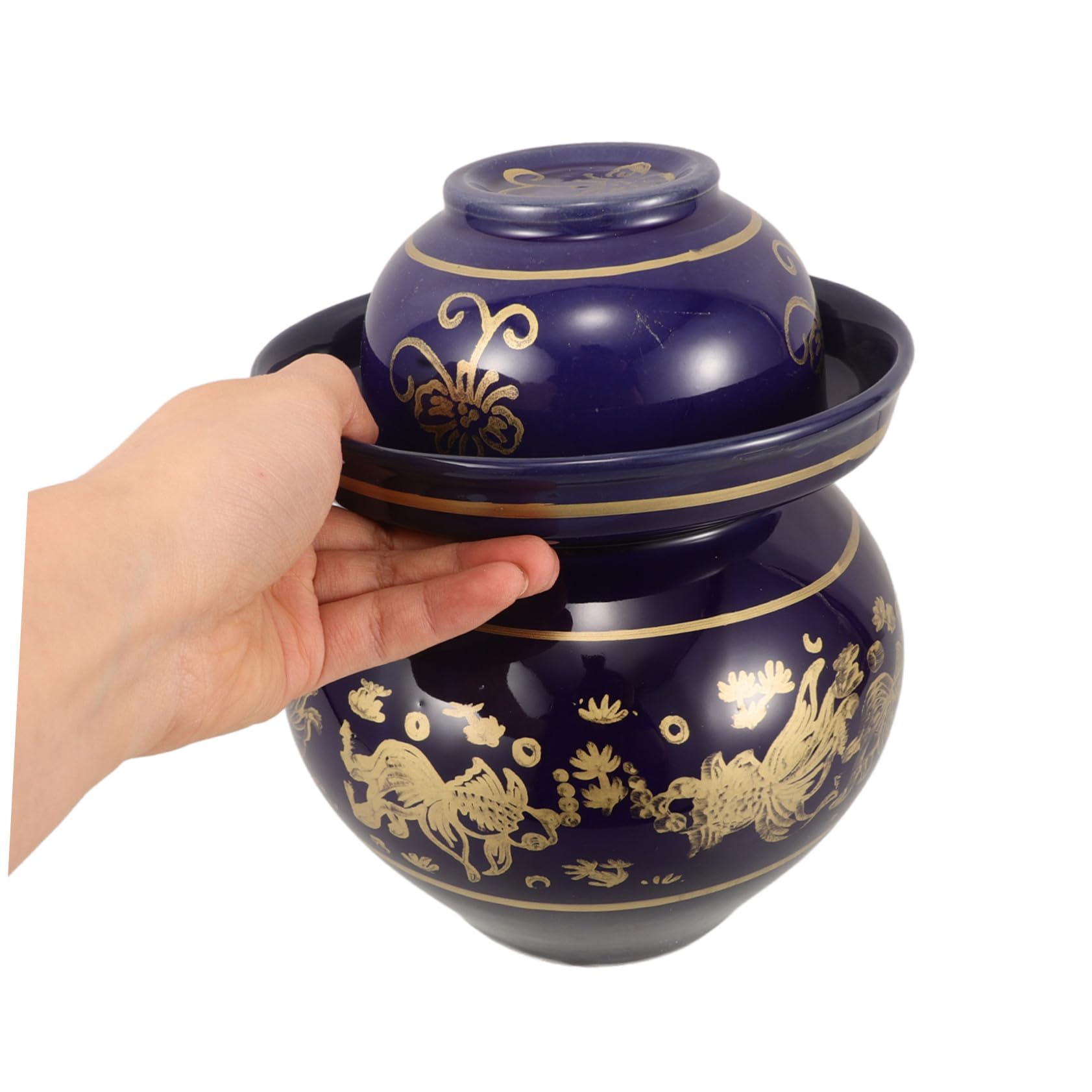Toyvian Tarro de Cerámica para Encurtir con Tapa Hermética, Capacidad Grande y Diseño Tradicional para Fermentación y Almacenamiento en Uso Doméstico