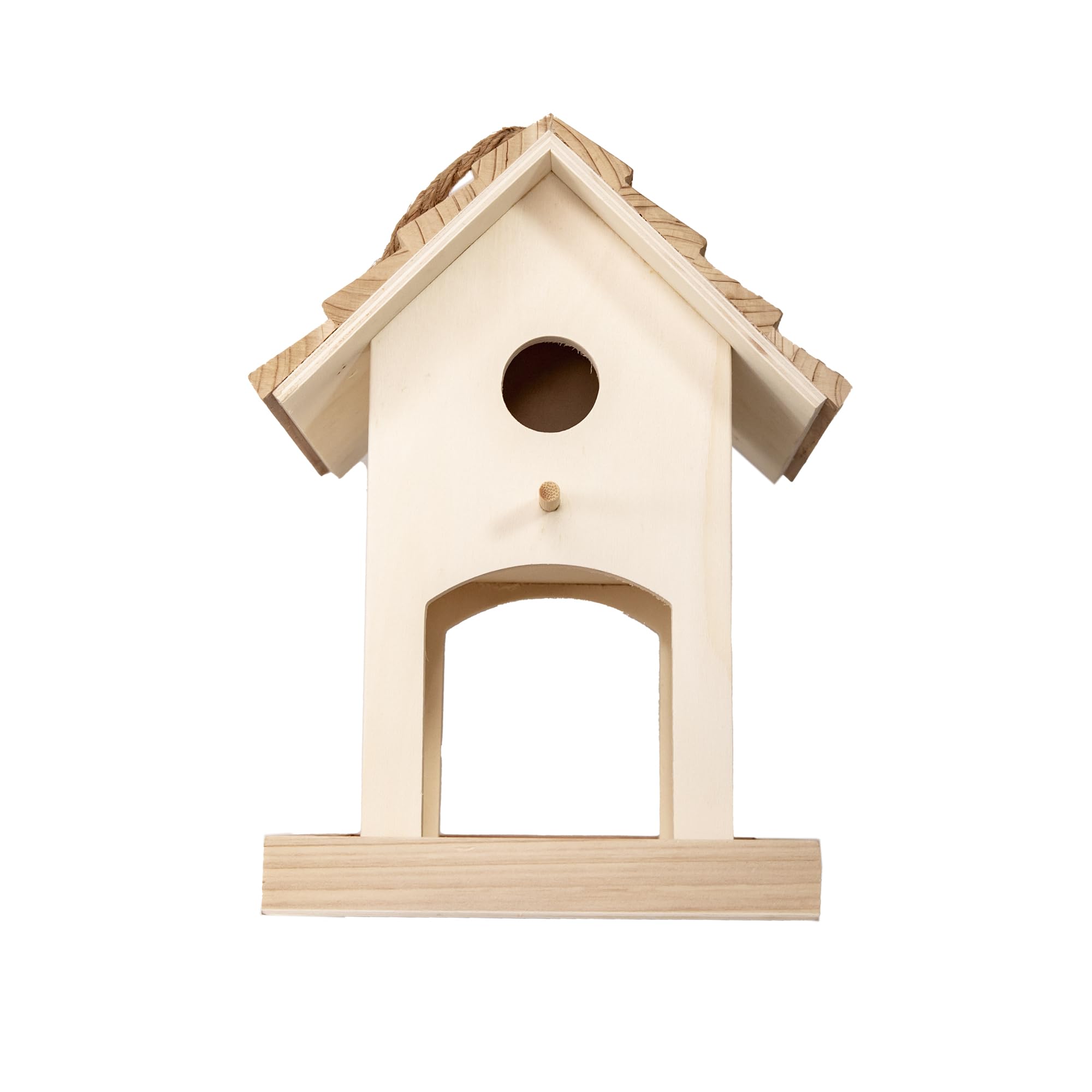 YCHTEWY-DIY Wooden Bird House,Wild Bird Feeder, Hanging Birdhouse Attract Birds & Beautify Your Yard! (Cream, A) - Image 4