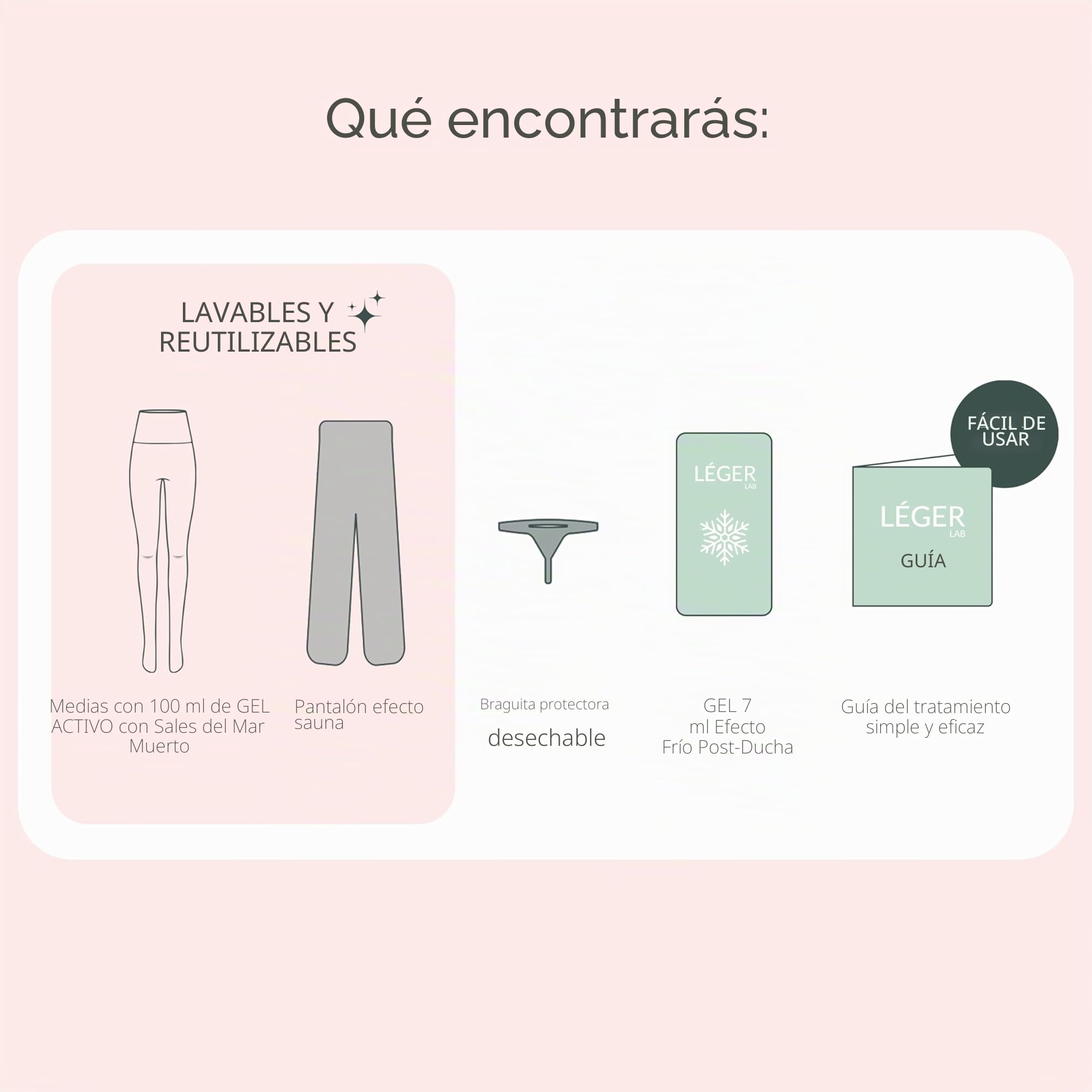 Medias vendajes drenantes anticelulíticos recargables | Las mejores vendas | Gel activo con sales del Mar Muerto | Leggins acción adelgazante drenante piernas con un 98% de ingredientes naturales |