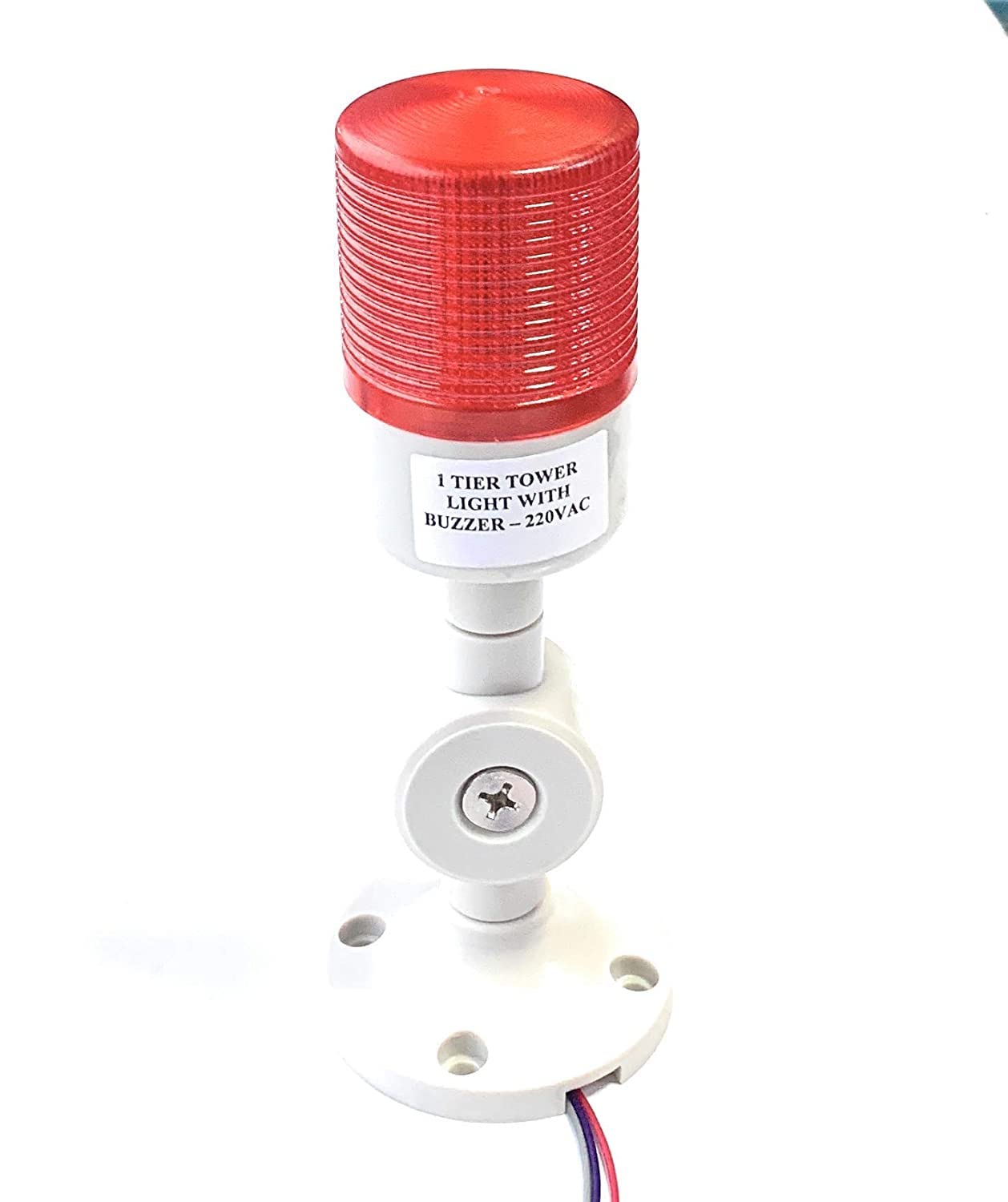 ELECTRRIUS Plastic 1 Tier Led Signal Tower Lamp Light with Buzzer 220 Volt Ac Red-image-37