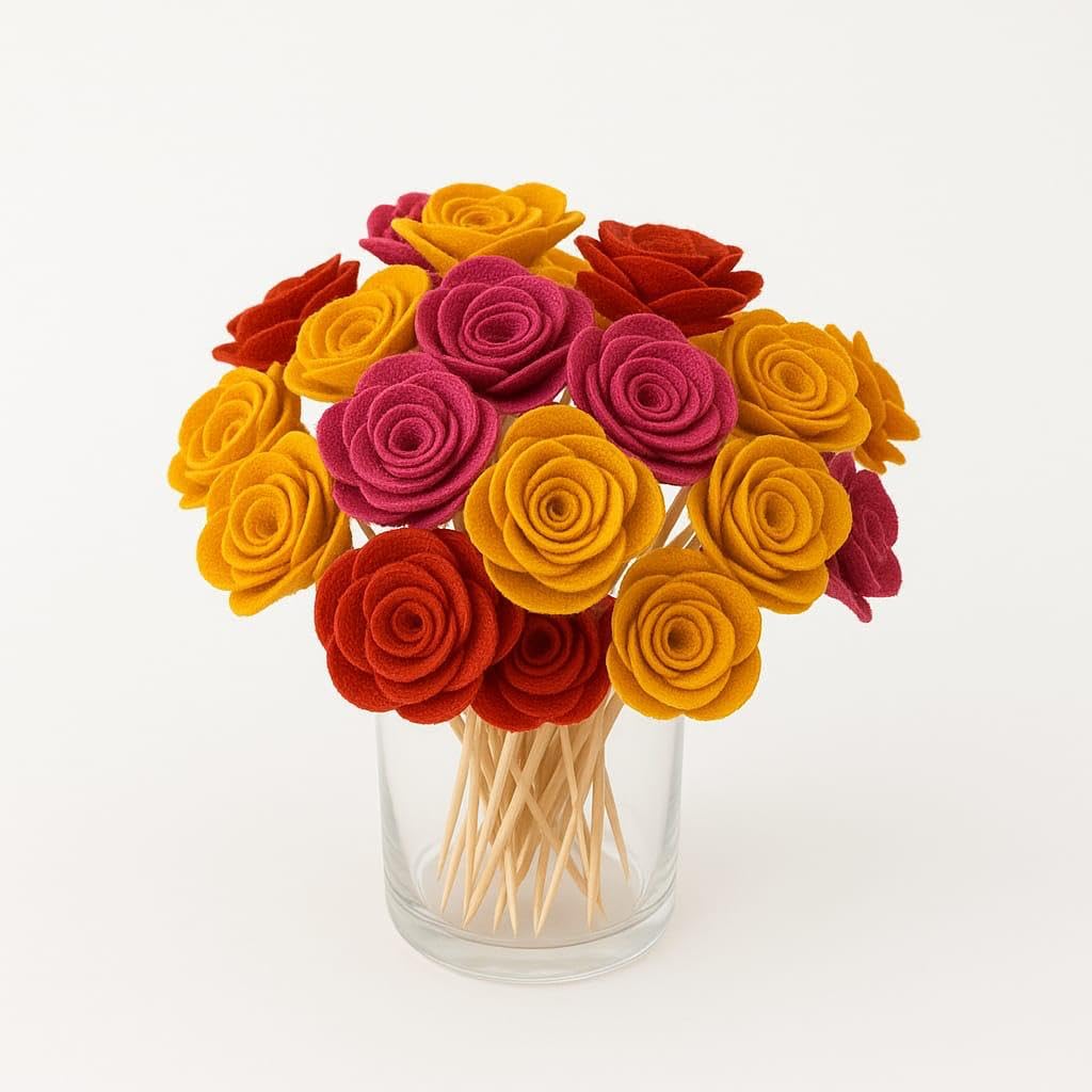 Incrizma Multicolor Rose Flower Cocktail Picks, Bamboo Fancy Toothpicks for Appetizers, Decorative Bridal Wedding Valentines Party Food Drinks Garnish Fruit Skewer Sticks 25 Counts (Multicolor Rose)-image-38