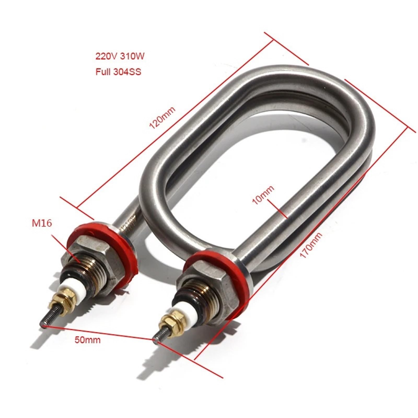 220V U-Form Wasserheizelement 310W M16 Gewinde 304 Edelstahl Heizung Ersatzteile 170x50MM 1Stk
