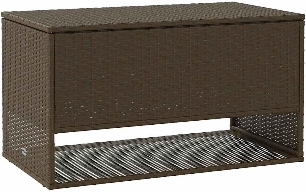 vidaXL Outdoor Cushion Storage Box - Brown PE Rattan/Steel - Waterproof/Weathered Finish - Perfect for Balcony/Patio/Garden Use