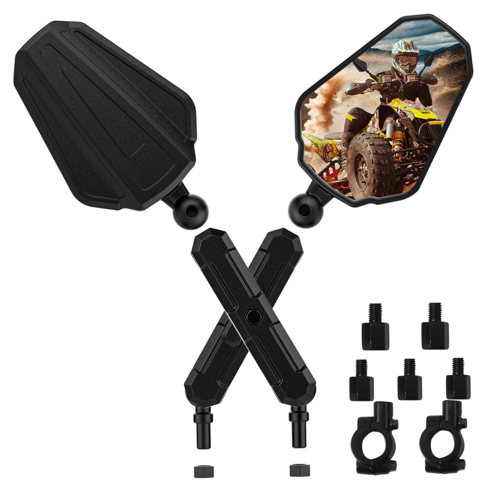 1 Pair Motorcycle Mirrors Pair 360 Degree Adjustable Double Take Mirrors with 7 8 Inch Handlebar Mount and 8mm 10mm Screws for Motorcycles Electric Vehicles Sports Bikes