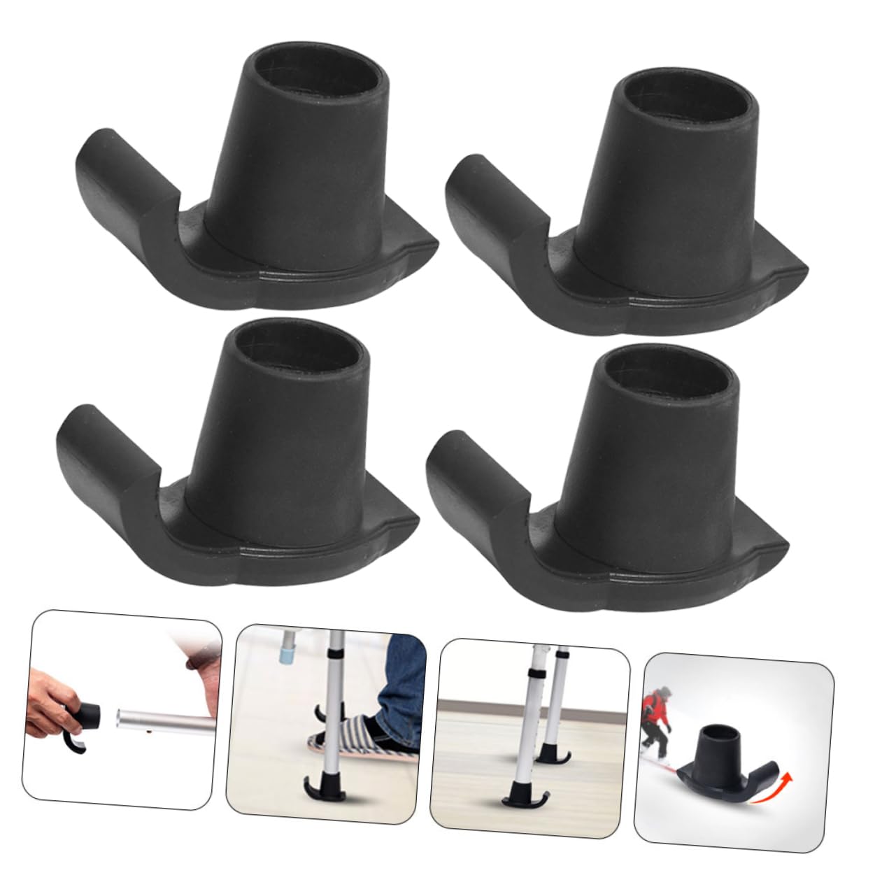 Didiseaon 4 Juegos Muletas Esquís Andador Antideslizante Andadores Deslizadores O Planeadores Andador Se Desliza Pequeños Planeadores Para Andador El Plastico Black 6 Piezas * 4