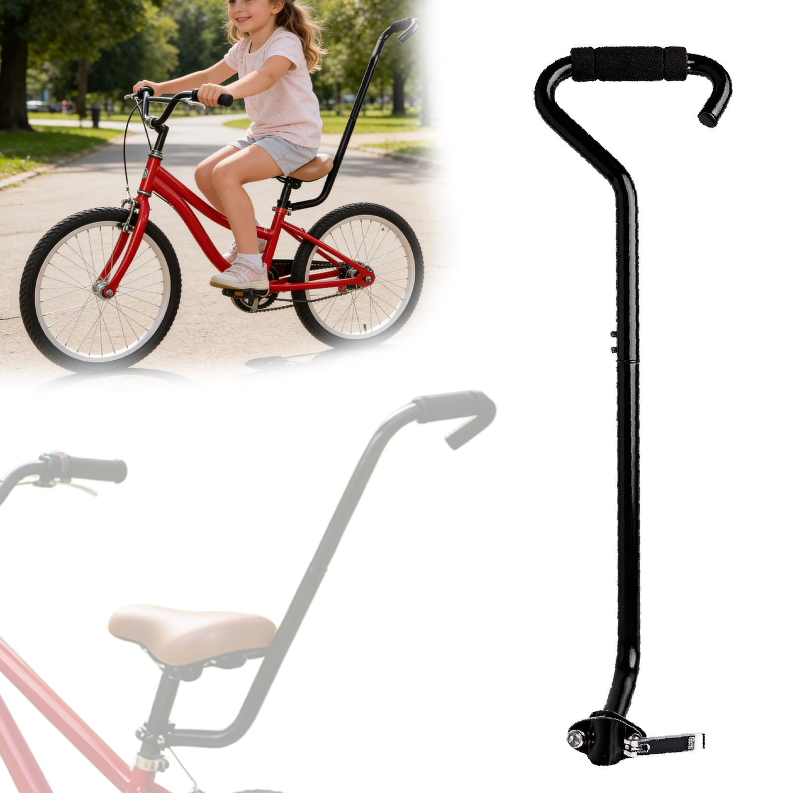 Fahrrad Training Schubstange, Schiebestange Für Kinderfahrrad 70cm, Ergonomische Universal Kinderrad Schiebehilfe,Praktischer Stabile Fahrrad Trainingsgriff Für Fahranfänger Zum Gleichgewichtstraining Sport & Freizeit