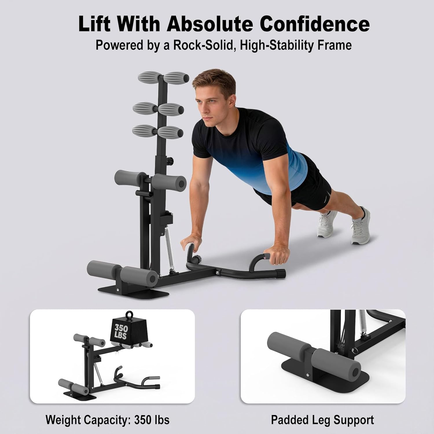 HOTWAVE Deep Squat Machine for Women - Adjustable Machine for Squats, Push Up & Ab Exercises, Targets Glutes, Thighs, Core & Abs, Home Gym with 350 lbs Capacity
