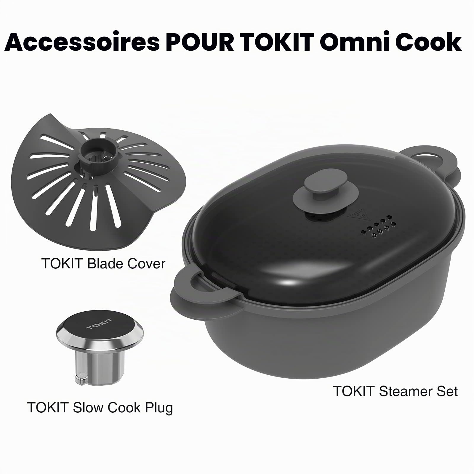 TOKIT Omni Cook Roboter Tout-en-un Cuisine Multifonction Robot Patissier 21 Modes de Cuisine Intégré 7 '' Ecran Tactil Guide de Recettes, Hachoir Presse-agrumes, Robot Mélangeur, Mixeur (Set)