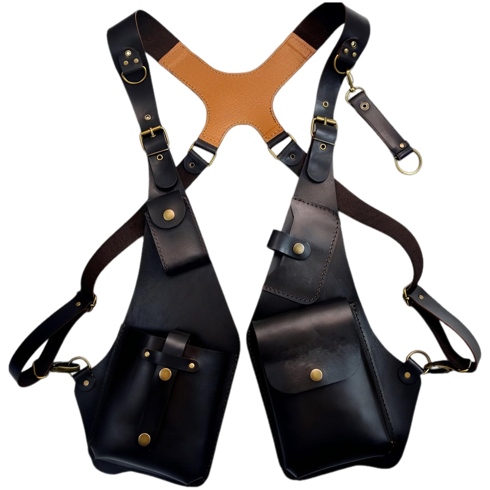 Verstellbare Unterarmtasche, PU-Leder-Schultertasche mit diebstahlsicherem Gurtzeug, Vintage-Achselweste für Damen und Herren, Mehrfächer und Y-Rückenriemen, für Alltag, Reise, Halloween-Cosplay