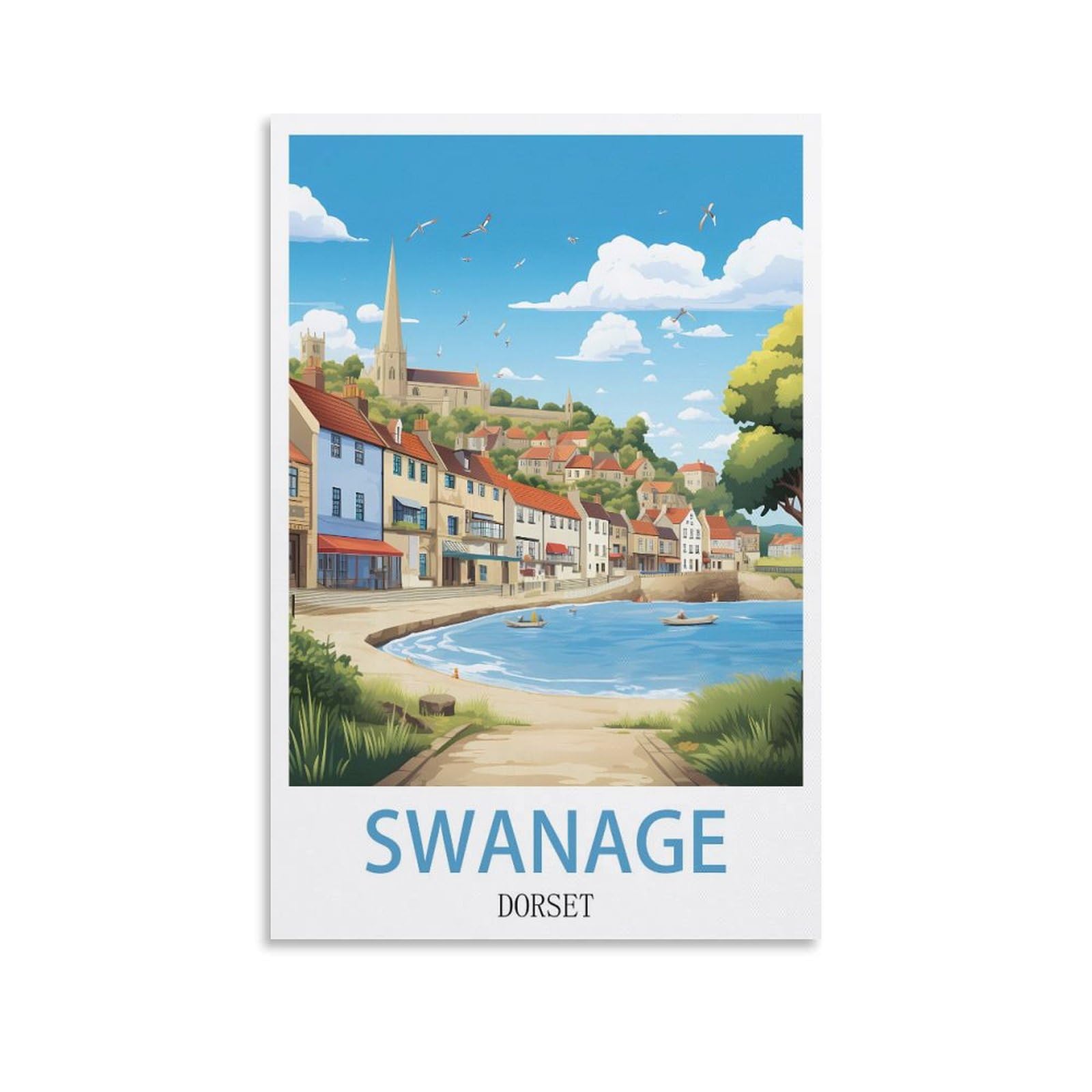 Vintage Metal Tin Sign,Swanage Dorsets,Travel Tin Signs Metal Poster Wall Decor Office Cafe Bathroom Badroom 15x30cm