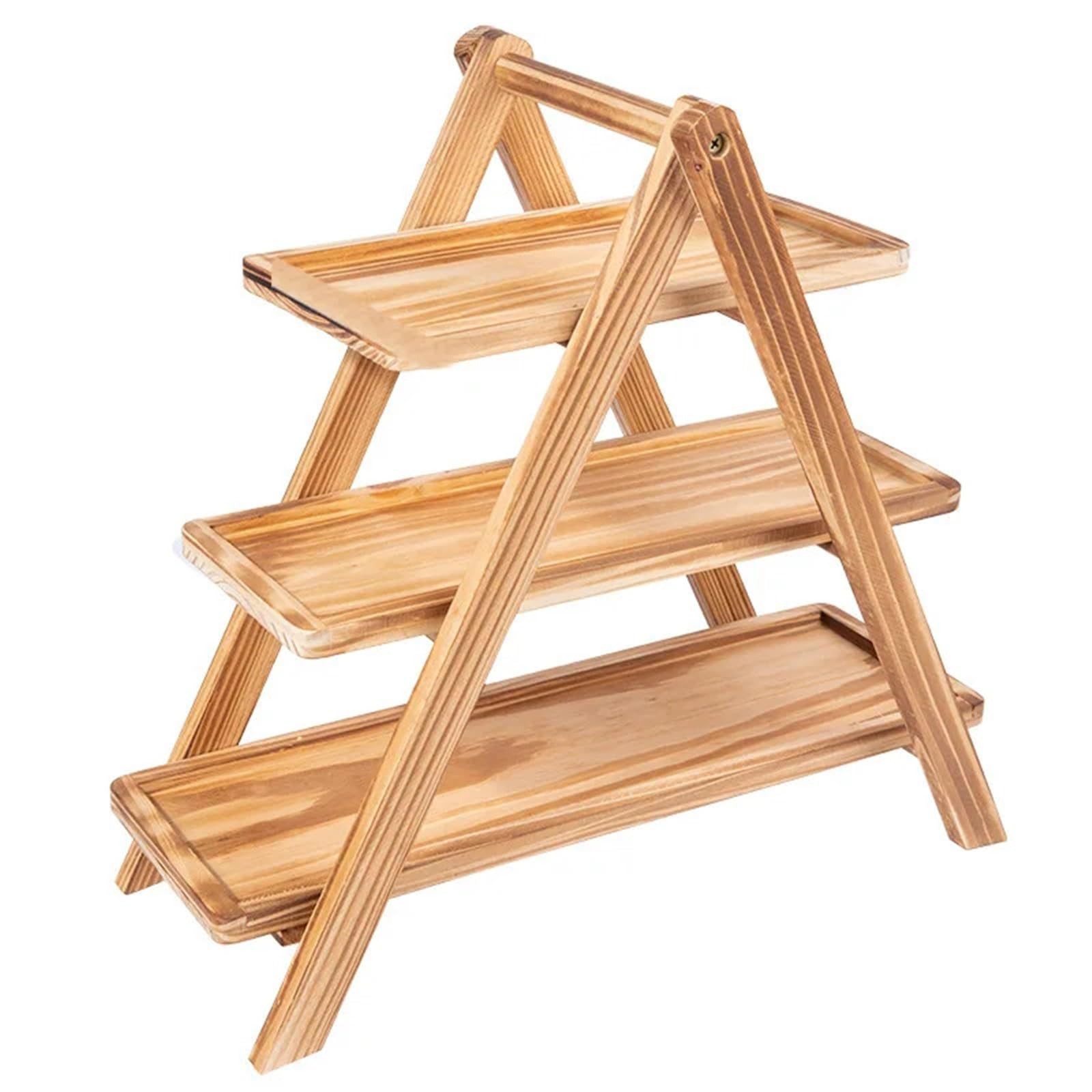 Household Daily Solid Wood Three-layer Rectangular Dining Tray Shelf Wooden Detachable Fruit Cake Dessert Exhibition For Cakes And Desserts