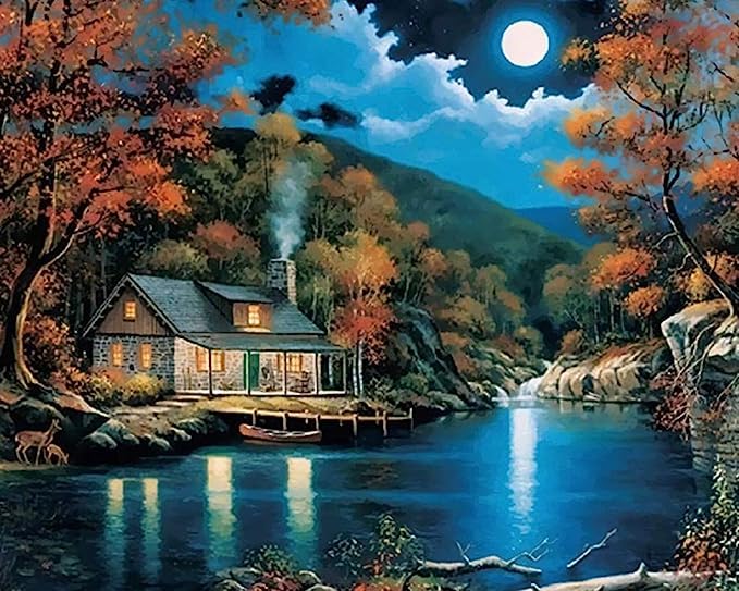 TREXEE DIY Oil Number Painting kit Pre-Printed Textured Canvas with Painiting Brush Acrylic Easy Hobby Non Toxic Pigment Painting Kit 40*50 CM for Adults Beginner Kids Gift Home Wall Decor Without Frame Diy Painting Kit DIY Paint by Number Kit DIY Acrylic Painting Kit DIY Oil Painting Kit