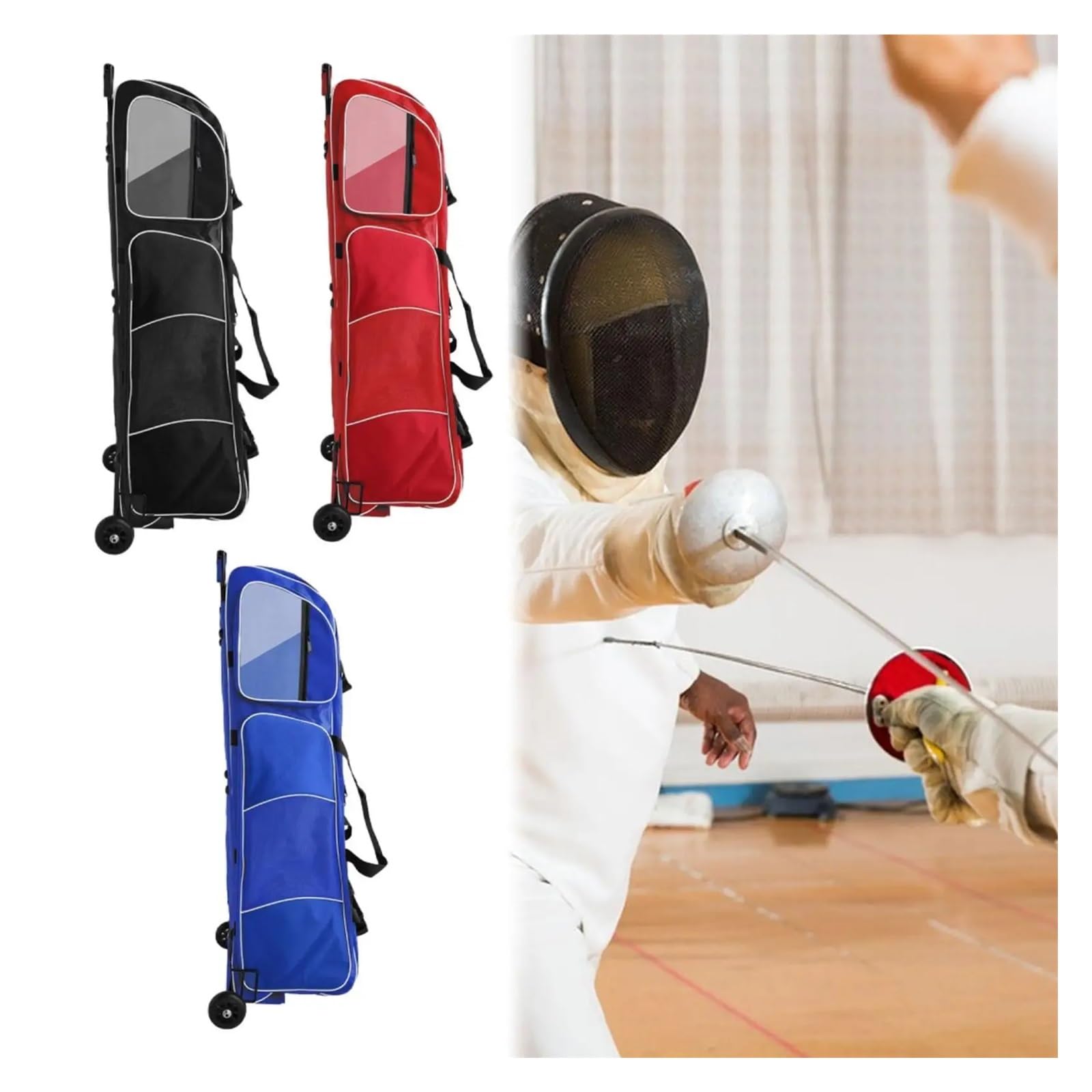 Bolsa de Esgrima Bolsa Grande for esgrima con Ruedas, Bolsa de Transporte for, Organizador Impermeable, Carrito