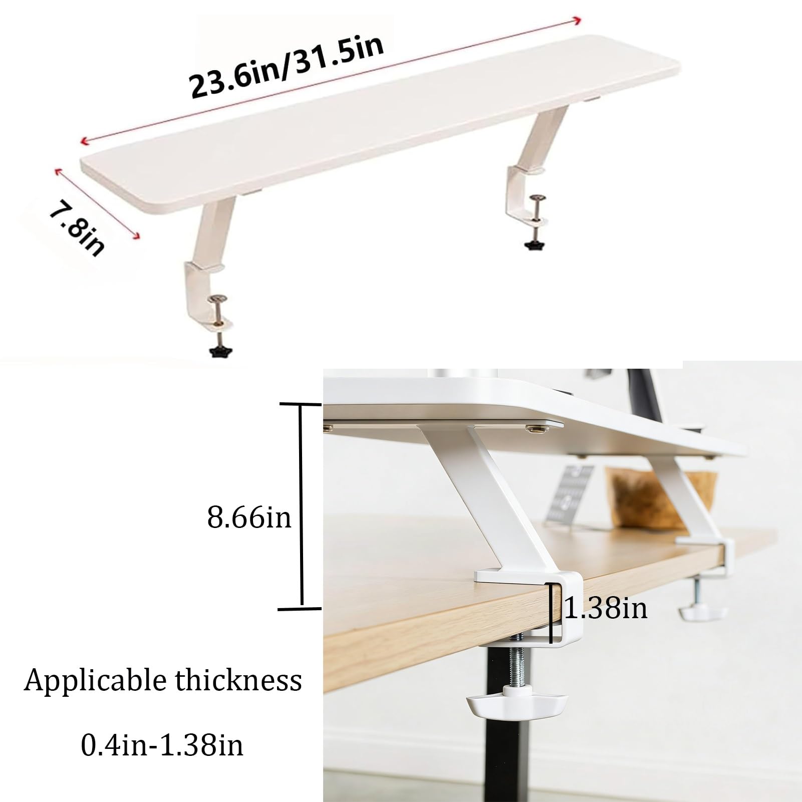 VXHCS Organisateur de Bureau à Pinc Étagère de Rangement de Bureau à Clipser, 80x20cm étagère de Rangement Mobile pour Bureau, Maison, école, Extension de Table réglable, Accessoire de Table