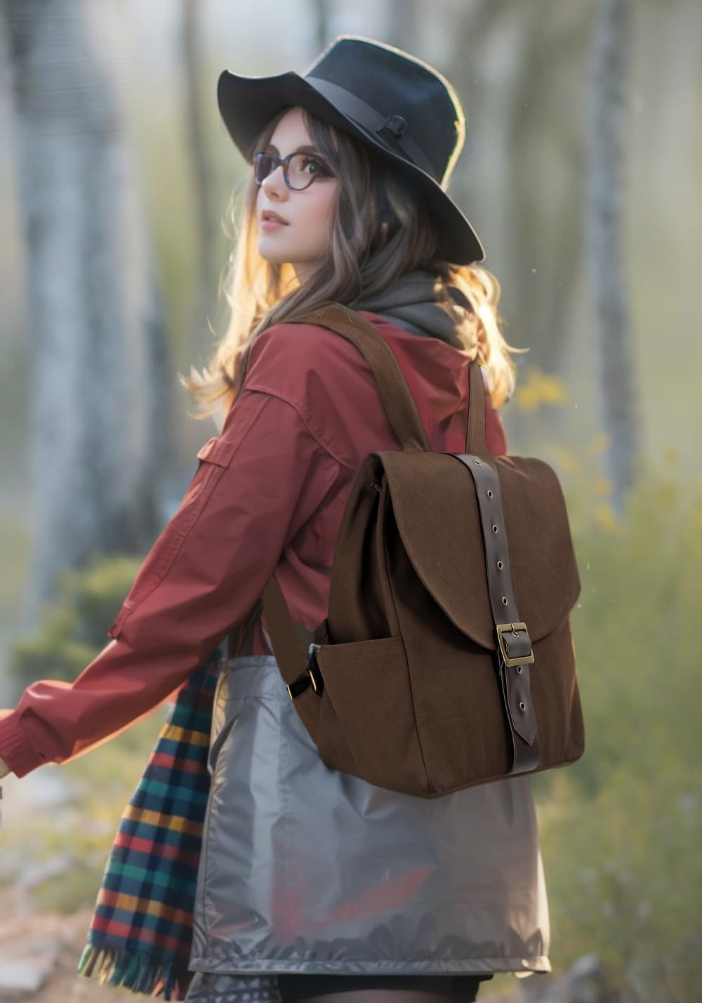 Renaissance Canvas Backpack Vintage Medieval Travel Rucksack Bag Ren Faire Accessories (Brown) - Image 7