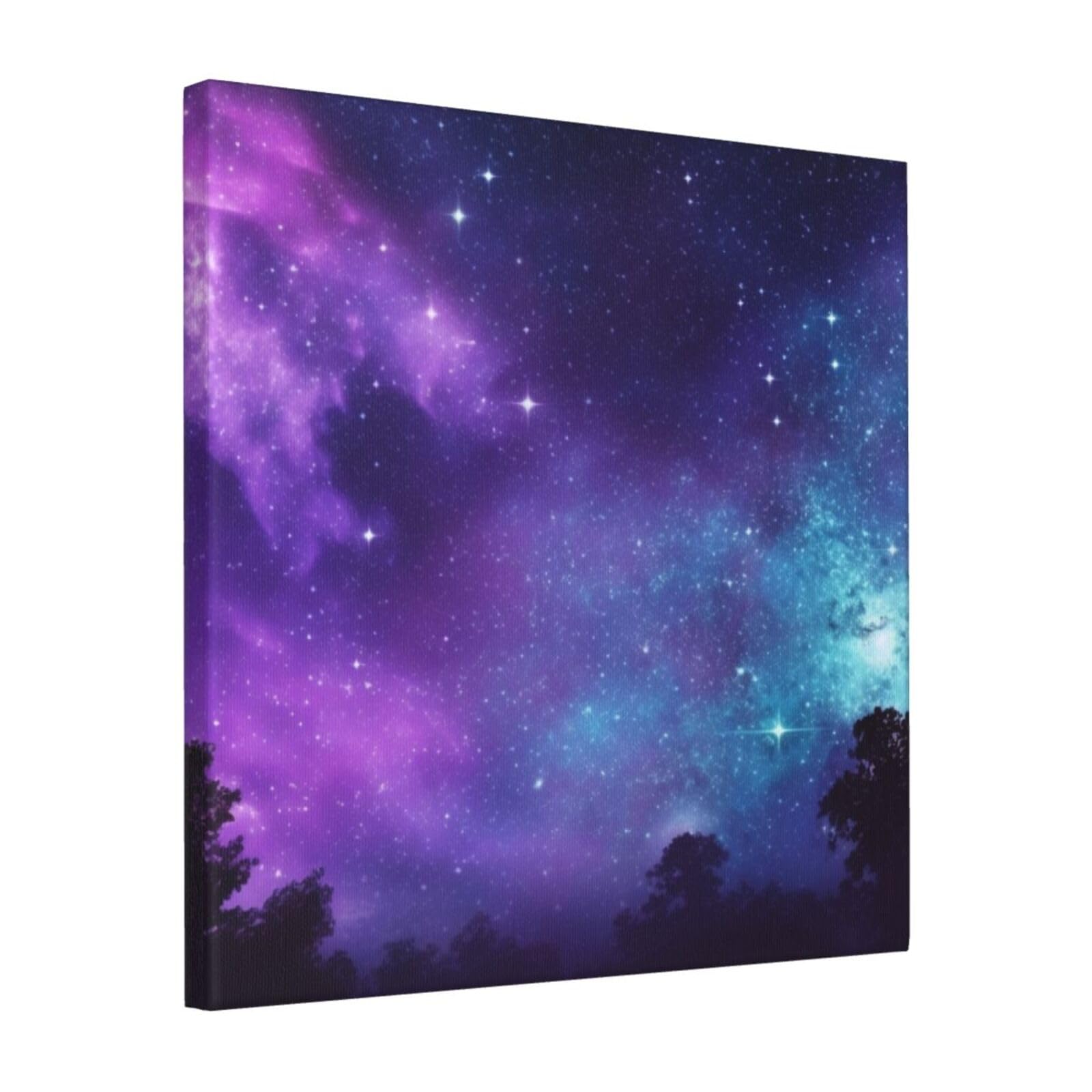 FodPand Purple Starry Sky Canvas Wall Art for Living Room Wall Decor 16"x16" Modern Artwork Painting Pictures Hanging Canvas Prints Aesthetic Wall Art for Bedroom Bathroom Office Wallart Decor