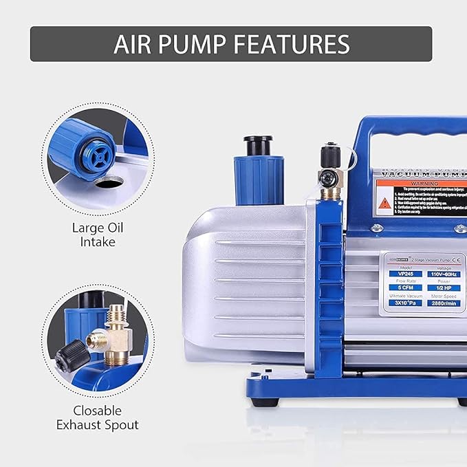 VIVOHOME Bomba de Vacío HVAC y Máquina Recuperadora de Refrigerante 110V miniatura 4