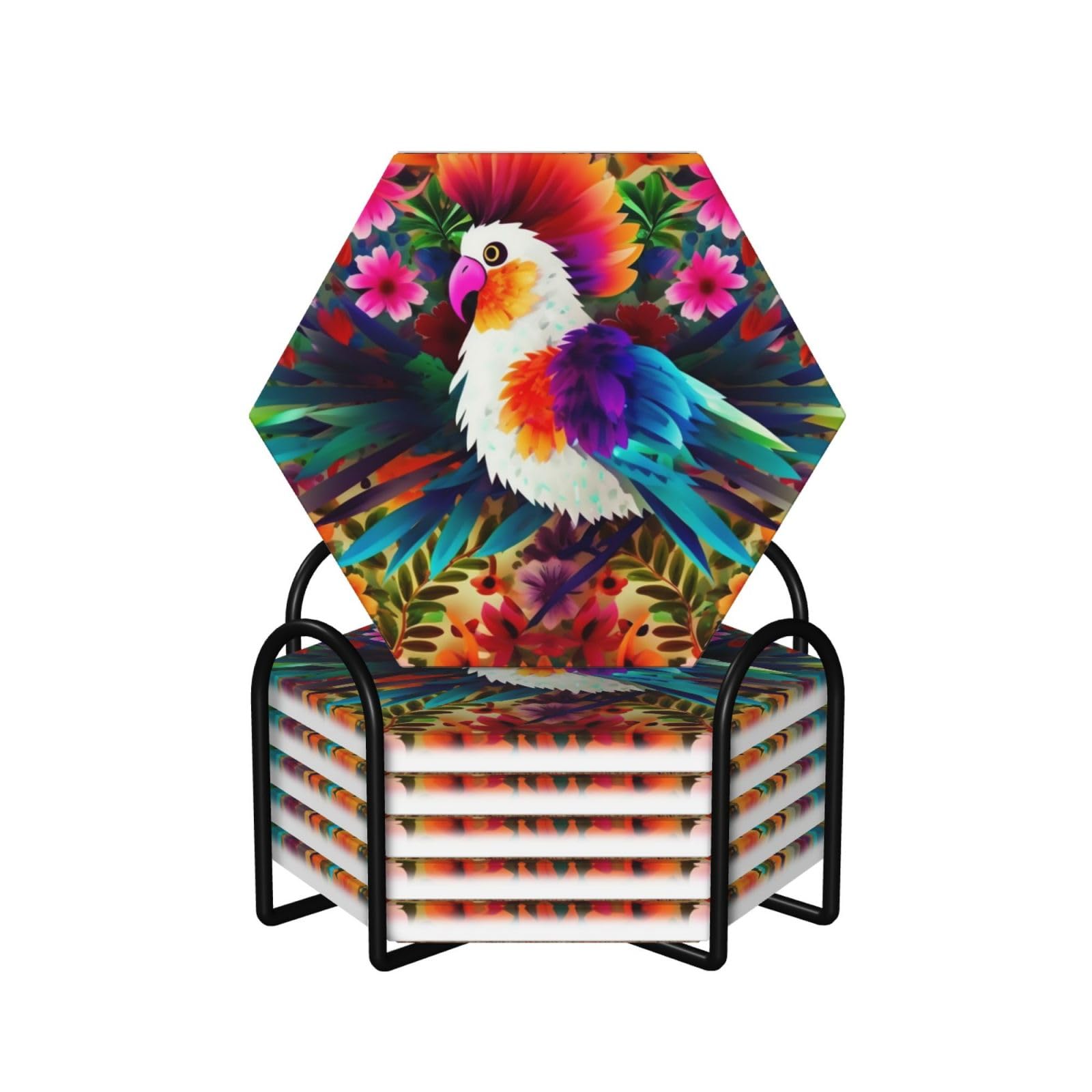 Dessous de verre en céramique lot de 6 avec support absorbant et liège